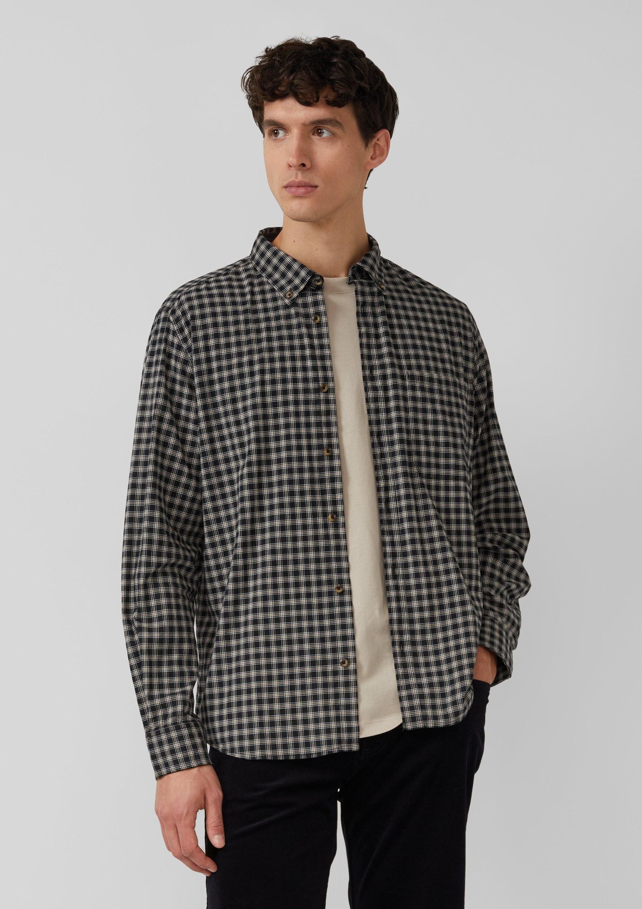 s.Oliver Langarmhemd Hemd Regular Fit: Elastisches Button-Down-Hemd mit Karomuster