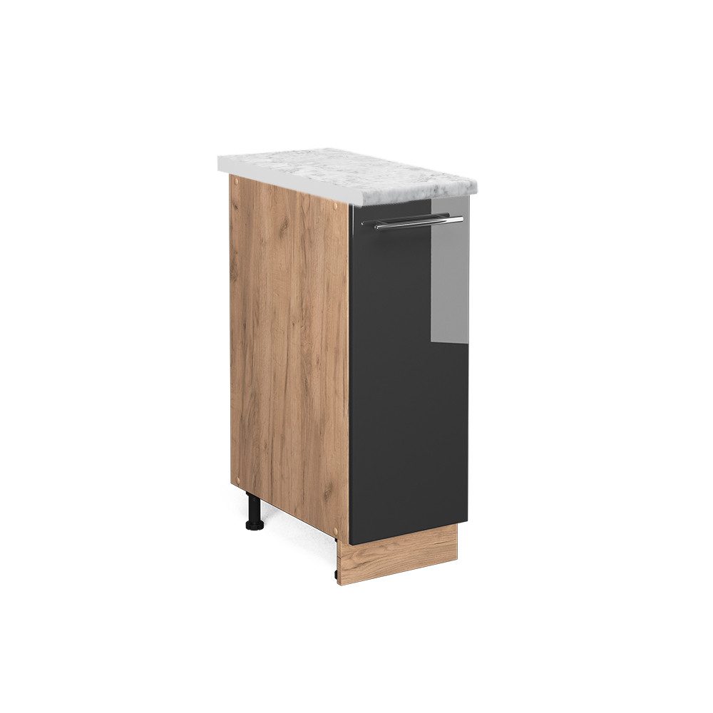 Vicco Apothekerschrank Fame-Line, Anthrazit Hochglanz/Goldkraft Eiche, 30 cm, AP Marmor (1-St)