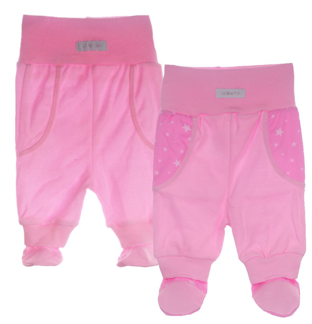 La Bortini Schlupfhose Baby Hose mit Fuß 2er Pack Strampler in Rosa aus Baumwolle, 44 50 56 62 68 74 80 86