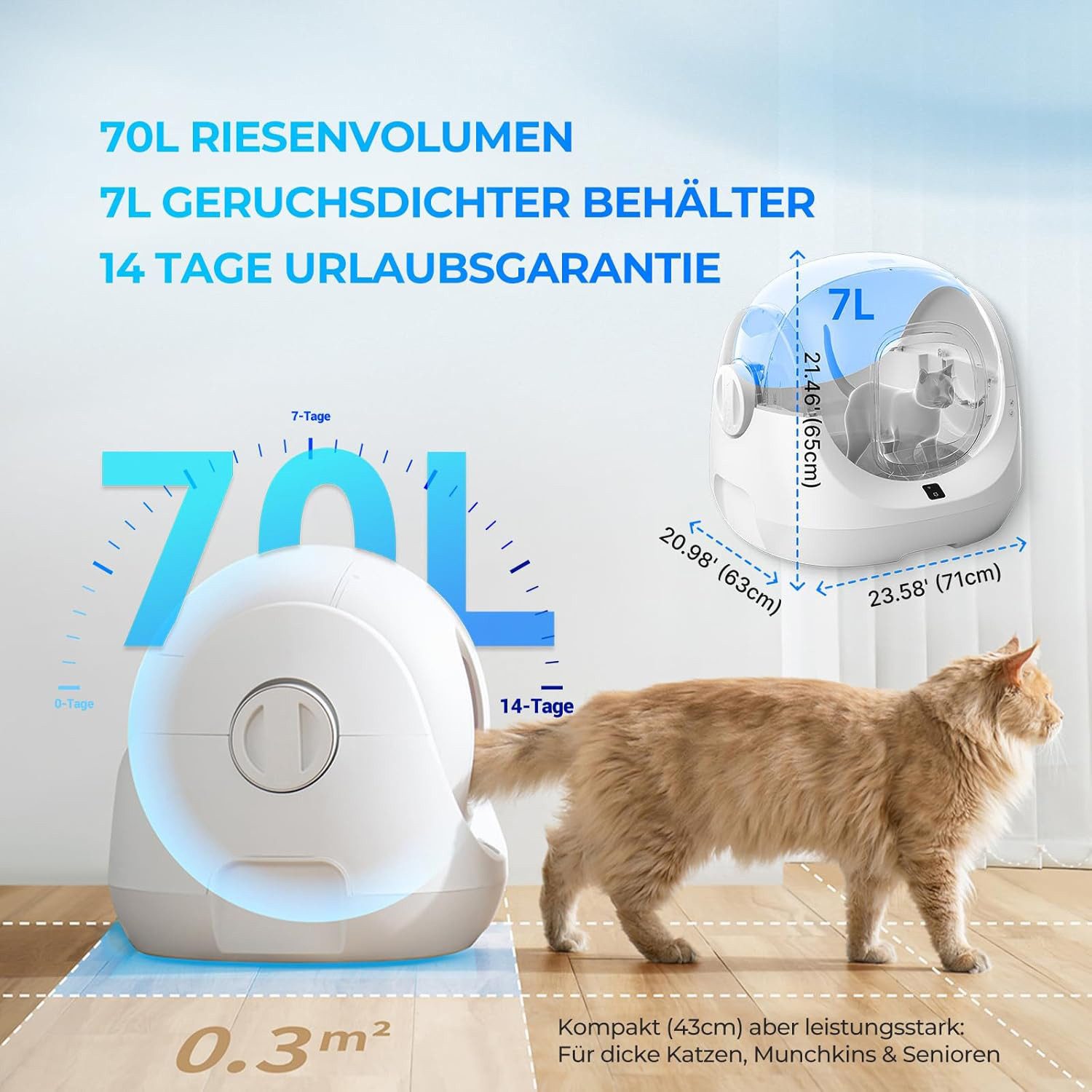 CATLINK Katzentoilette Baymax Selbstreinigendes Katzenklo XXL Mehrkatzenkennung – WLAN APP, Anti-Blockierschutz, Gesundheits-Monitoring, 7L Behälter, 70L Volumen
