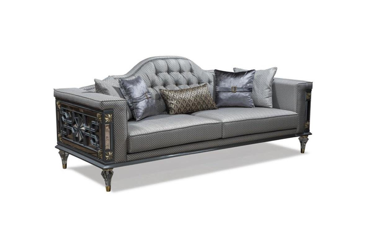 JVmoebel 3-Sitzer Grau Sofa Klassische Couch 3 Sitzer Stoff Design Wohnzimmer, Made in Europe