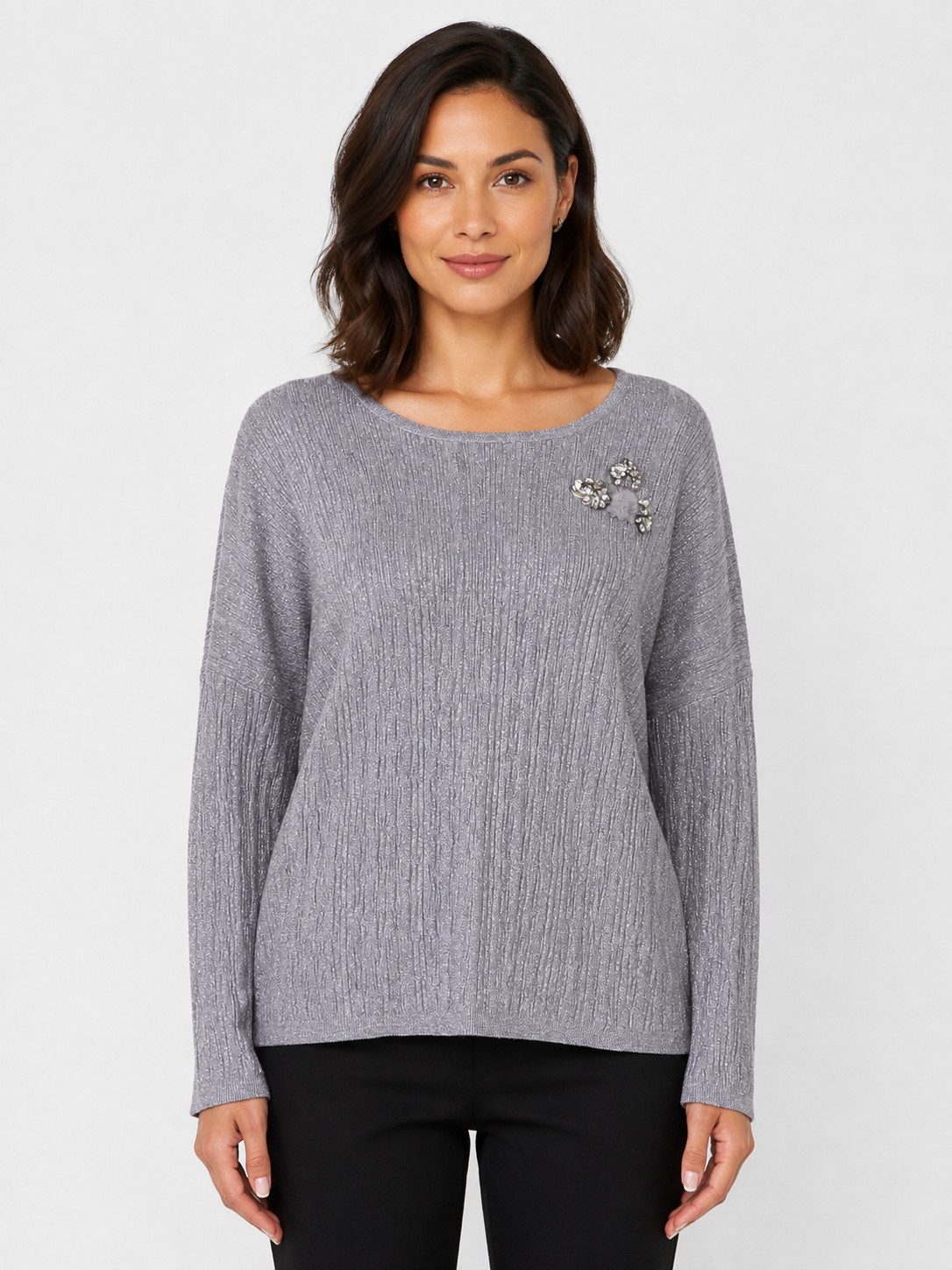Passioni Strickpullover Glitzerpullover mit Schmuckdetails