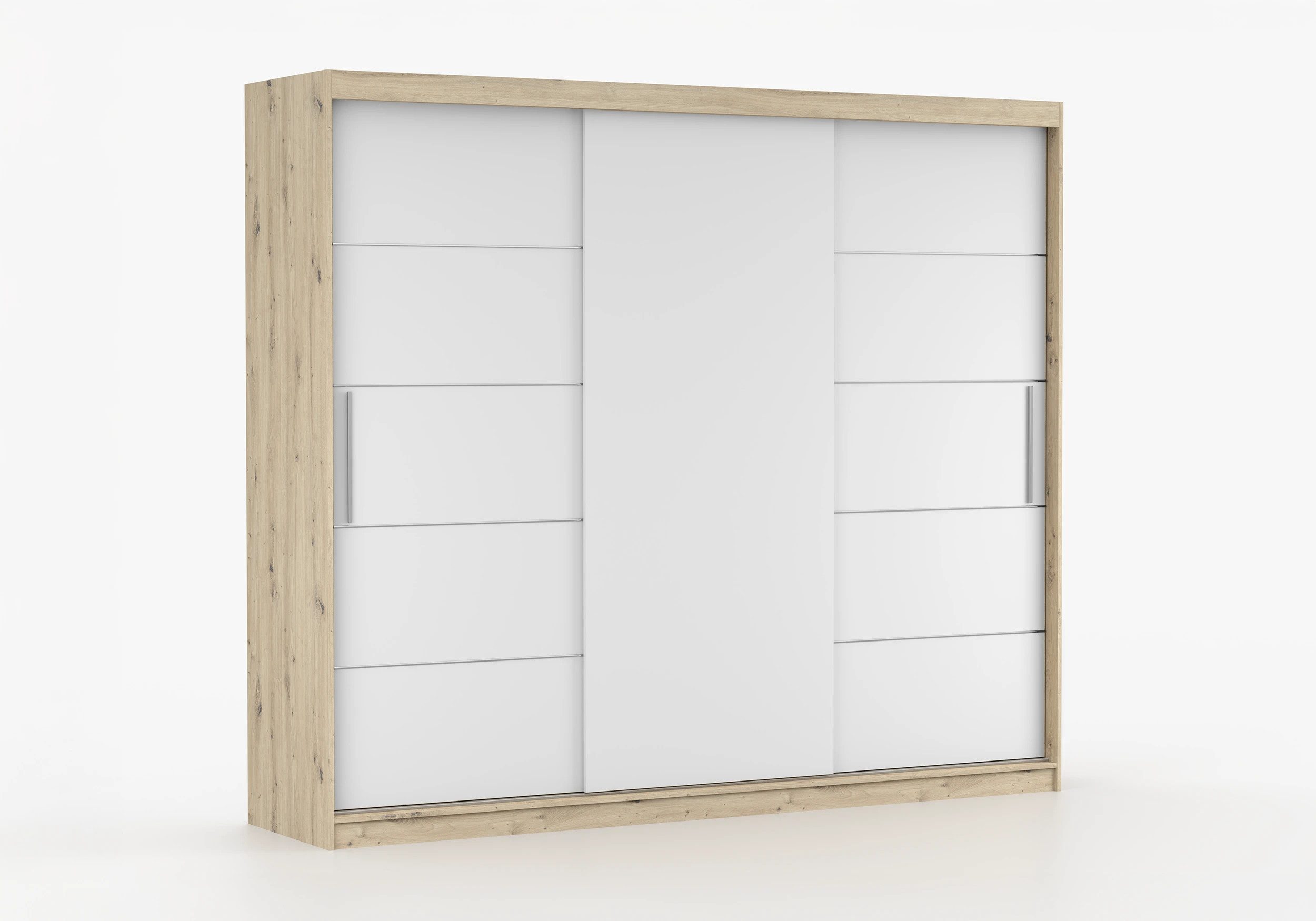 imoebel24 Schwebetürenschrank ALBA II A 250 cm - Sonoma / Weiss Matt günstig online kaufen