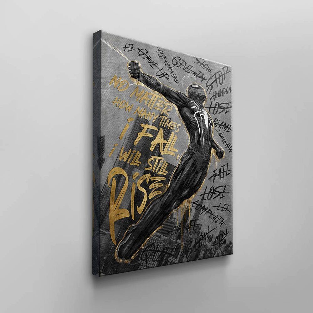 Schwarz Rahmen Leinwandbild, Leinwand Wandbild DOTCOMCANVAS® Gold Ace Motivations-Ass-Kartensymbol Pik weißer