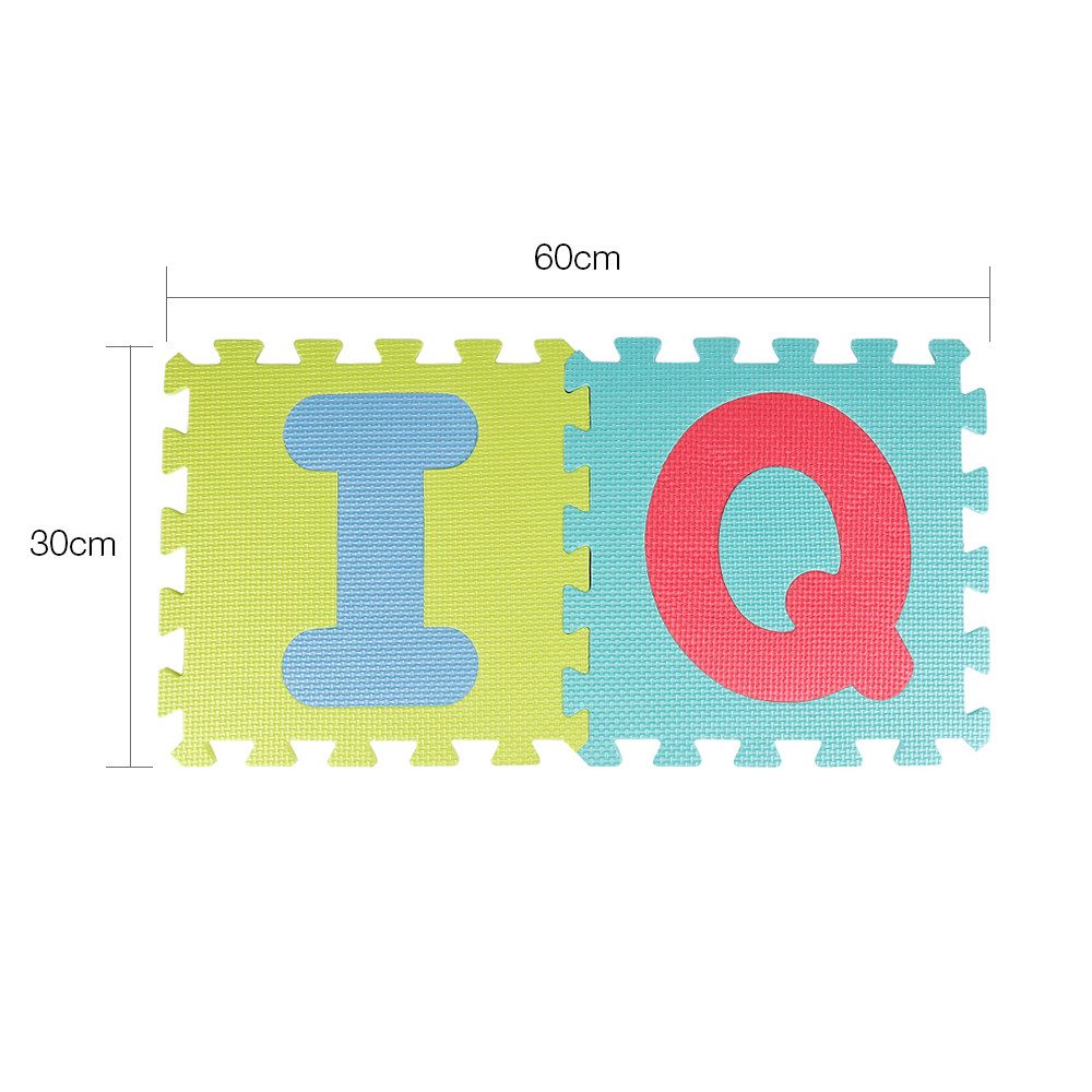 JEOBEST Steckpuzzle Puzzlematte mit Zahlen und Buchstaben, 36 Puzzleteile, 36 Teile - 3,6m² Buchstabenteppich