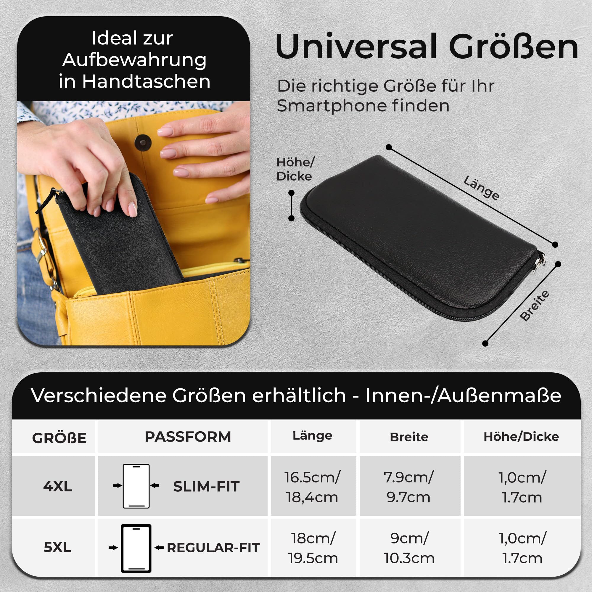 XiRRiX Handytasche Softcase für Smartphone oder Handy aus Lederimitat (Handyhülle 5 XL, 1-tlg., Premium Modell), mit RFID Schutz