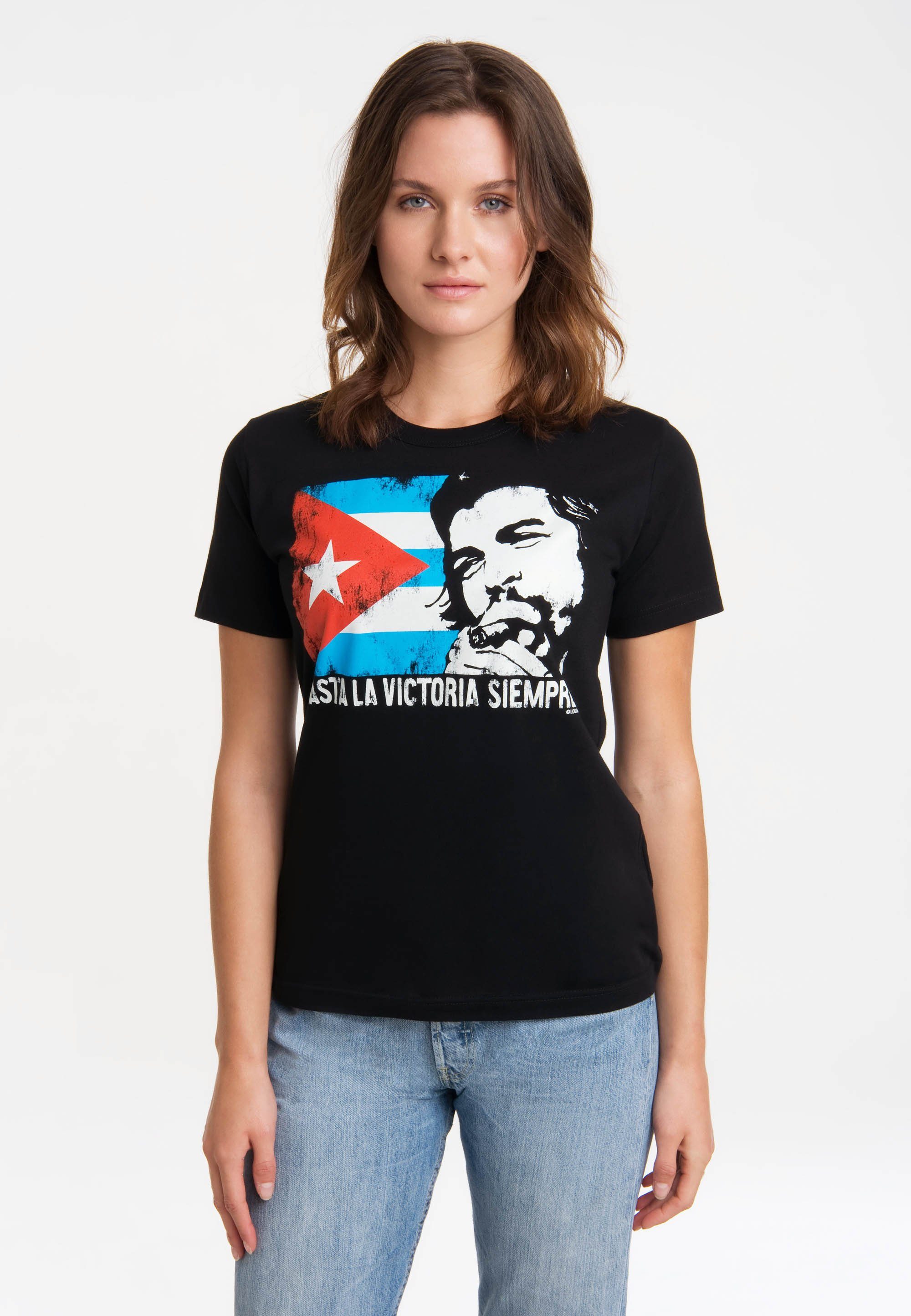 LOGOSHIRT T-Shirt Che Guevara - Cuban Flag mit lizenziertem Print