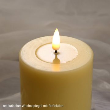 Deluxe Homeart LED-Kerze Mia Echtwachs Deluxe Wachsspiegel flackernd H: 15cm D: 7,5cm gelb