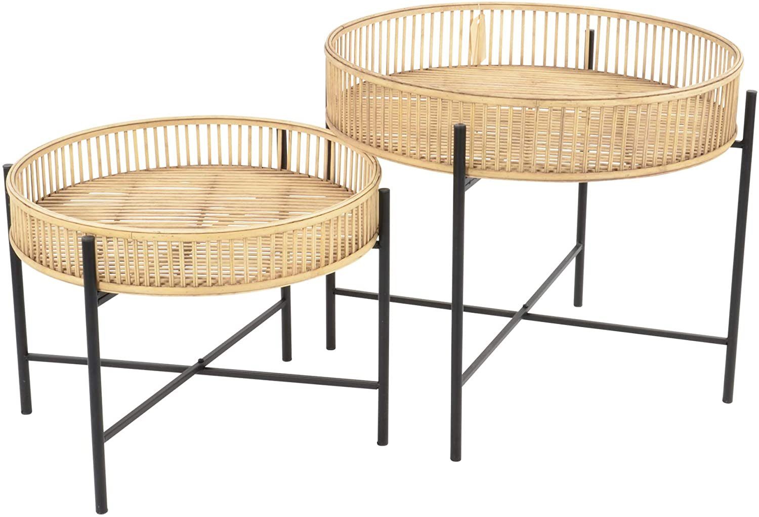 Beistelltisch Beistelltisch Bambus im 2er Set Tisch Gartentisch Esstisch Couchtisch