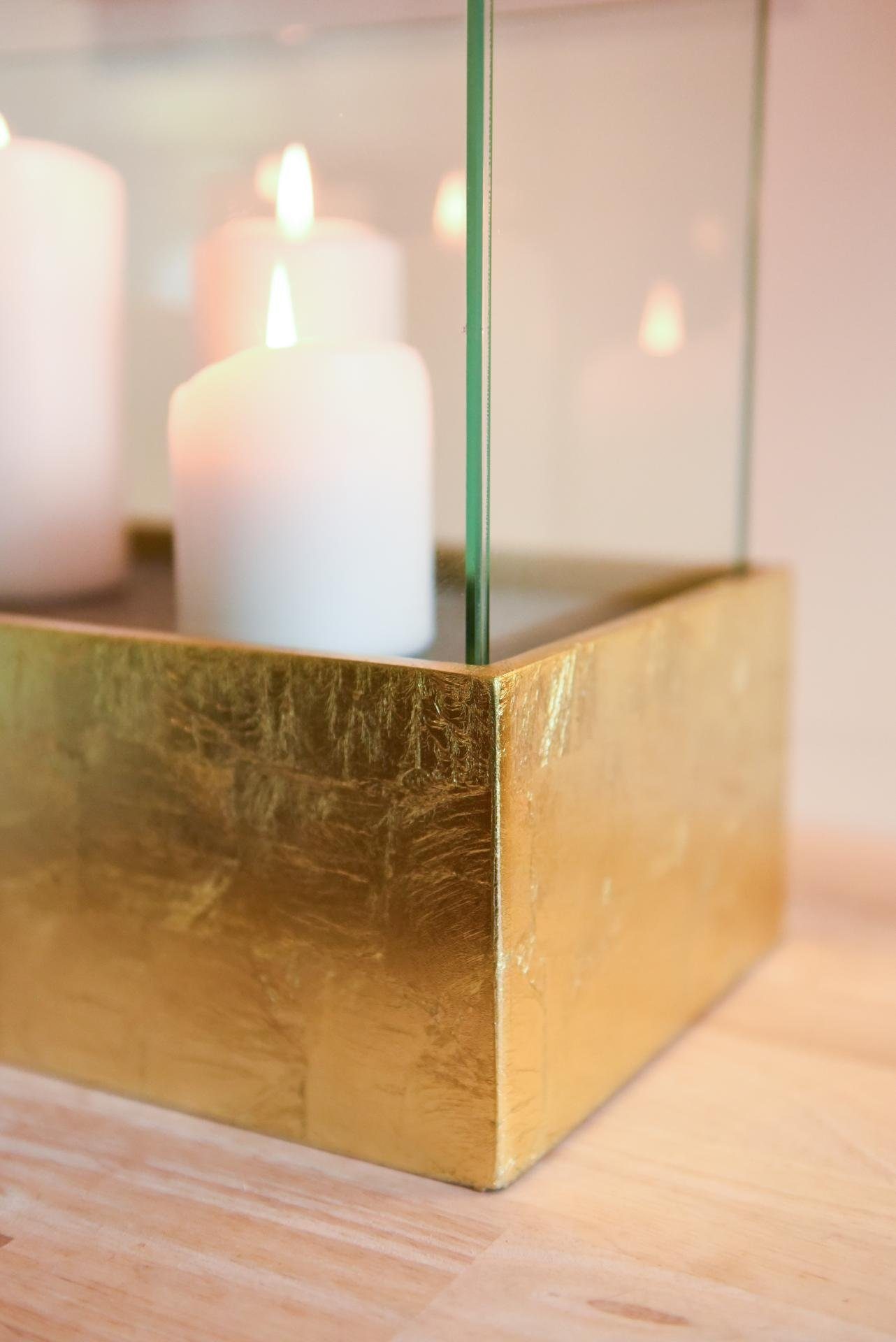 VIVANNO Windlicht Deko-Windlicht Gold - CANDELITO Hochglanz Kerzenhalter rechteckig