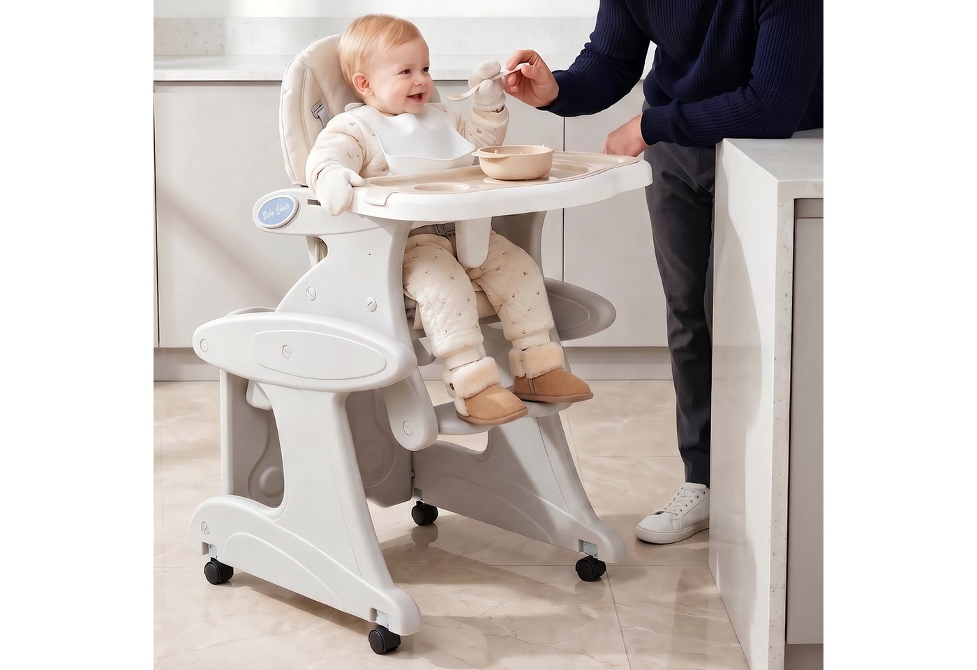 oyajia Kinderstuhl 3 in 1 Babystuhl Kinderstuhl Stuhl mit Spieltisch (Kinderhochstuhl wandelbar zu Lerntisch mit Kinderstuhl), einstellbarer Winkel, abnehmbar, mit Räder