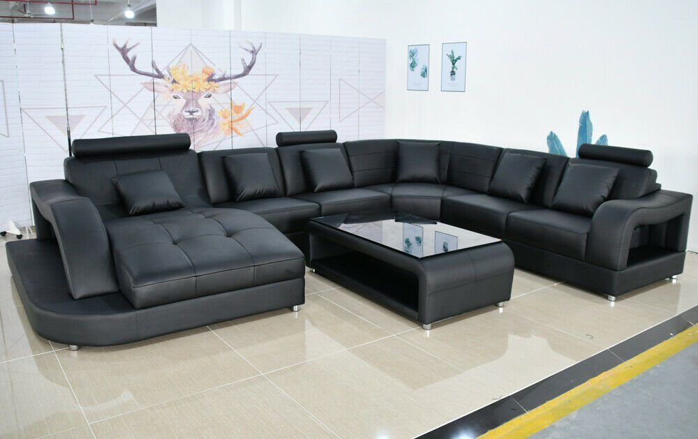 Neu Wohnlandschaft Sofa Couch Leder Couchen JVmoebel Design Polster Ecksofa, Ecksofa