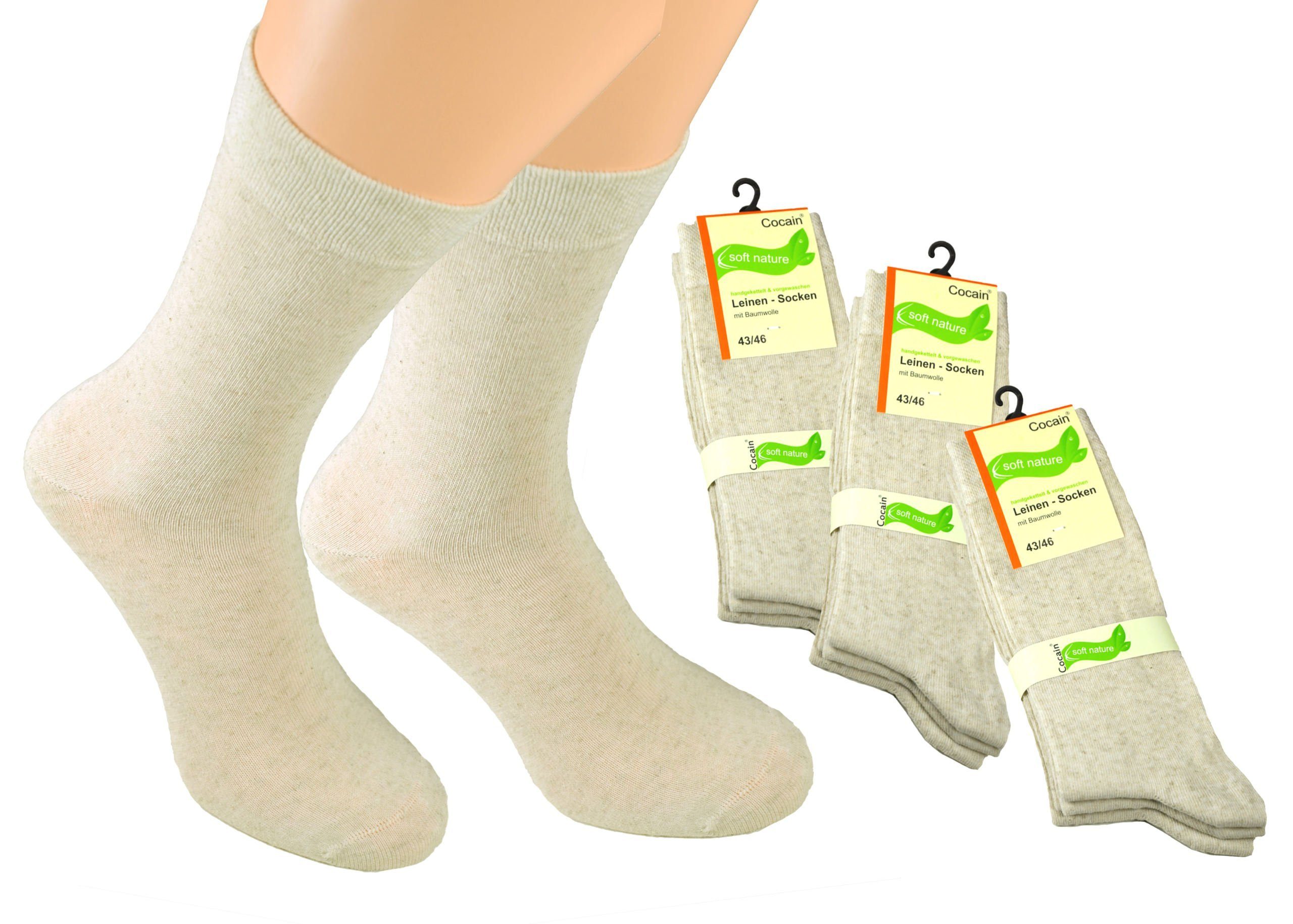 Cocain underwear Funktionssocken Leinen Socken auch in Übergröße (6-Paar)  feuchtigkeitsregulierend