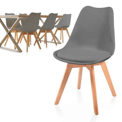 MIADOMODO Esszimmerstuhl Esszimmerstühle 2/4/6/8er Set - aus Kunststoff & Massivholz, Farbwahl (6 St)