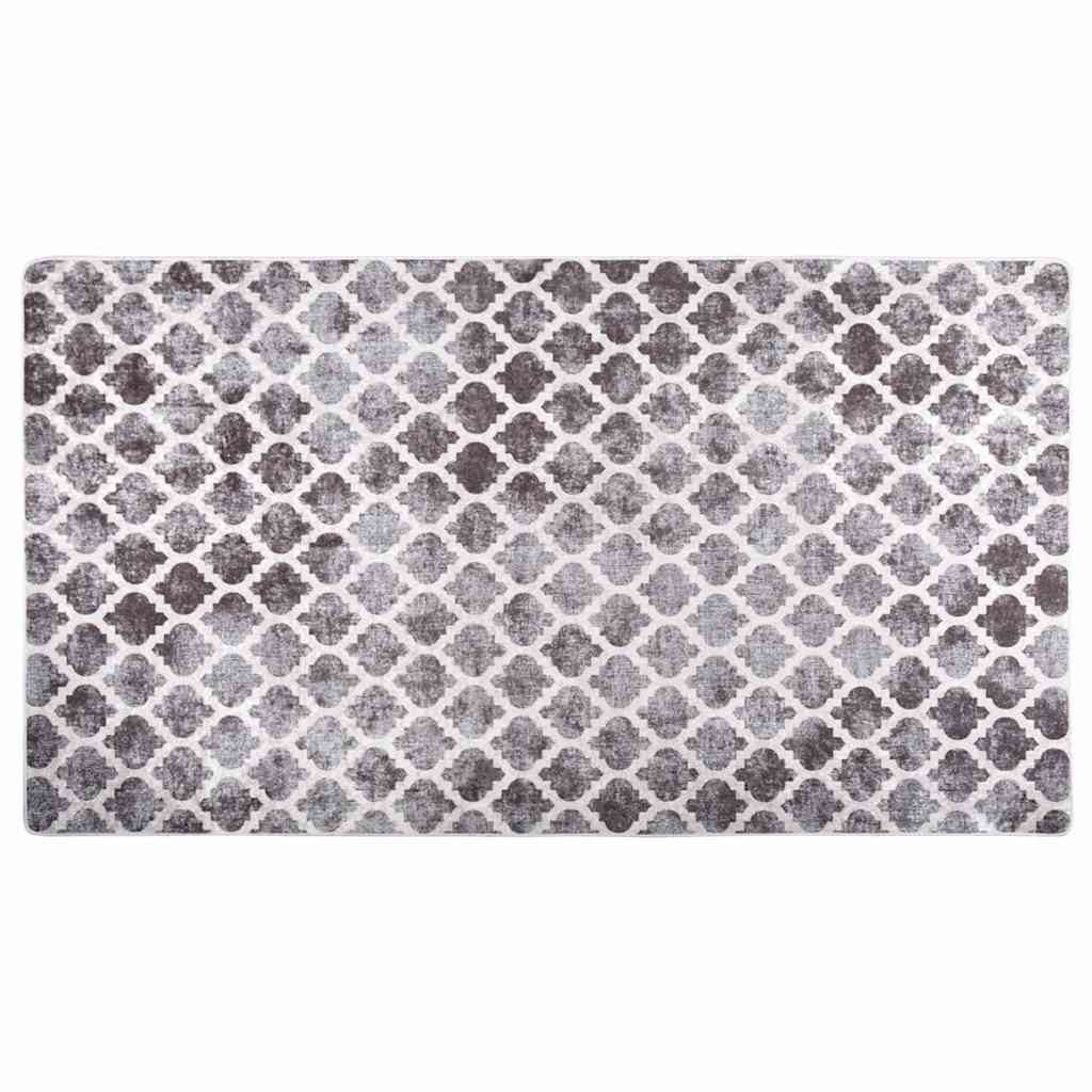 vidaXL Teppich Teppich Waschbar 190x300 cm Grau und Weiß, Rechteckig
