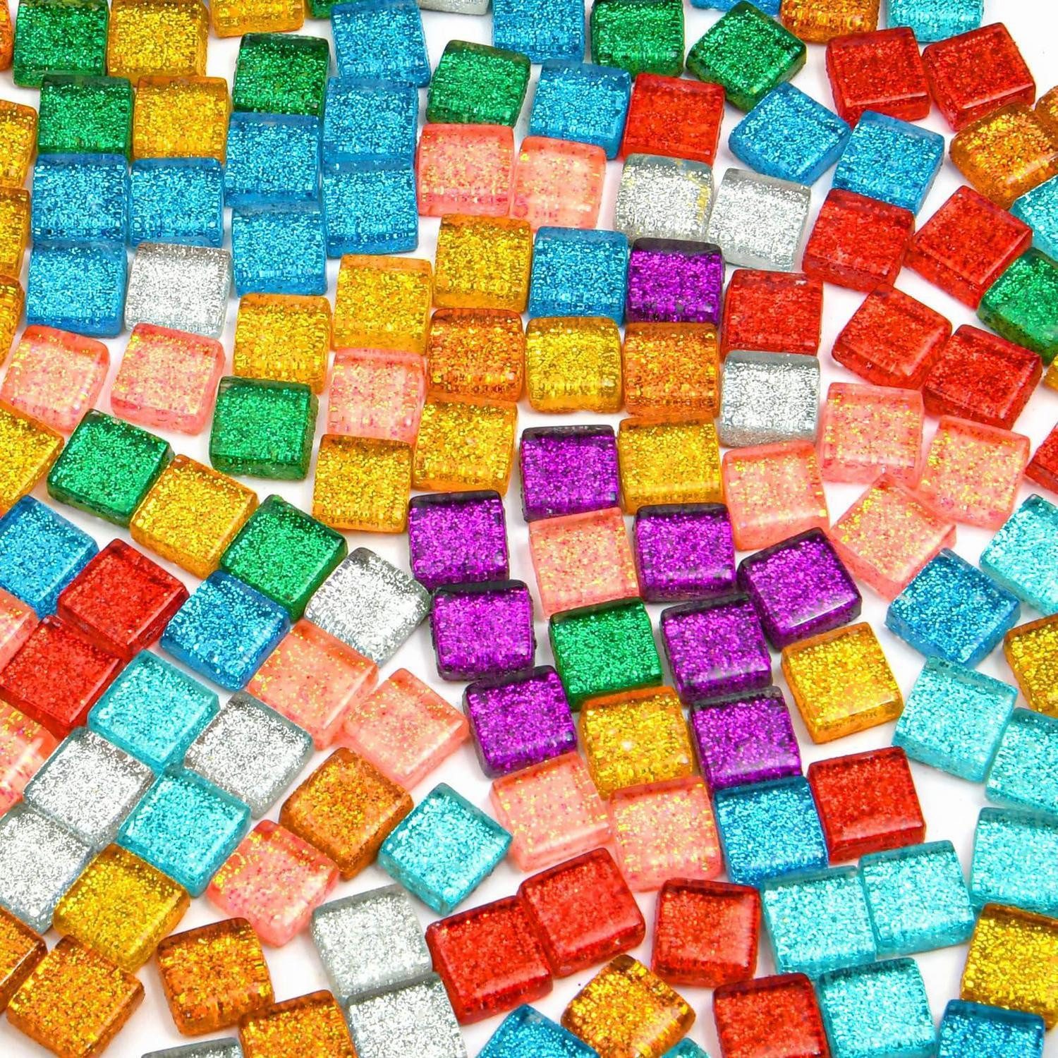 LuxusKollektion Mosaikfliesen Mosaiksteine Bunt Glas Quadrat Bastelmix