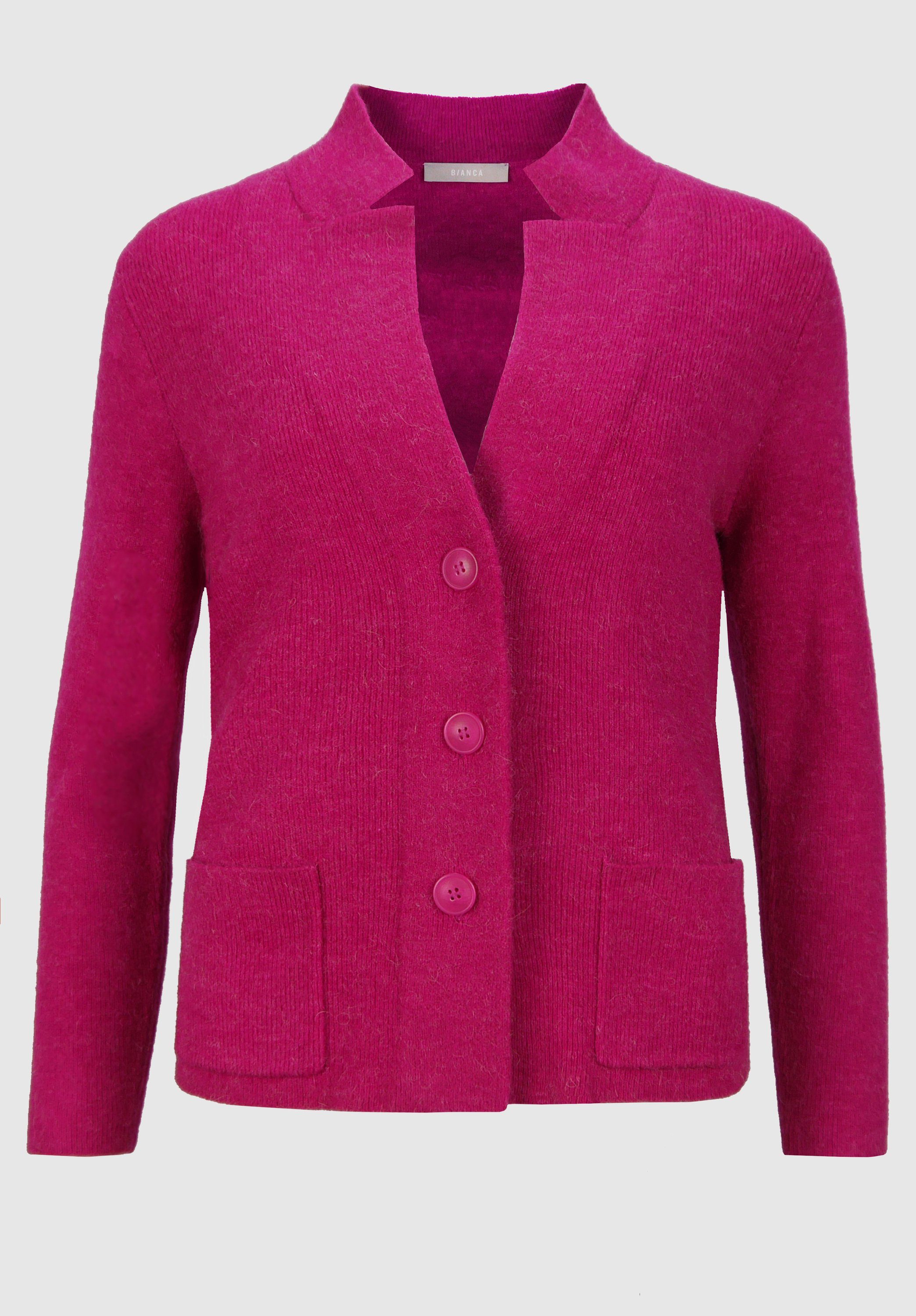 bianca Strickjacke KOSMOS mit modernem Ausschnitt und in angesagten Farben cool pink melange