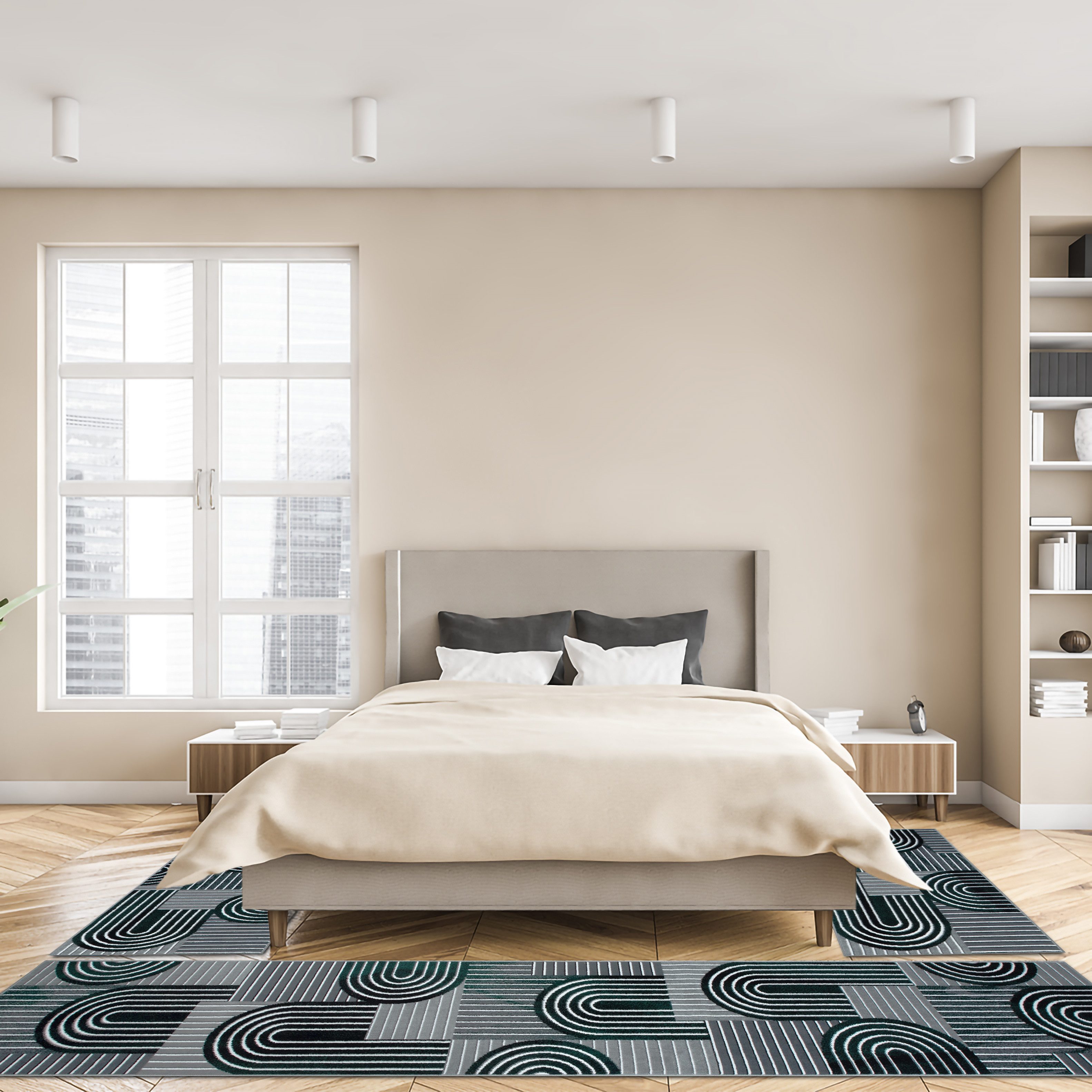 OTTO home Bettumrandung Lyssandra, Höhe 8 mm, (3-tlg), 3D-Effekt, softer Kurzflor, pflegeleicht, leichter Glanz, Scandi-Look
