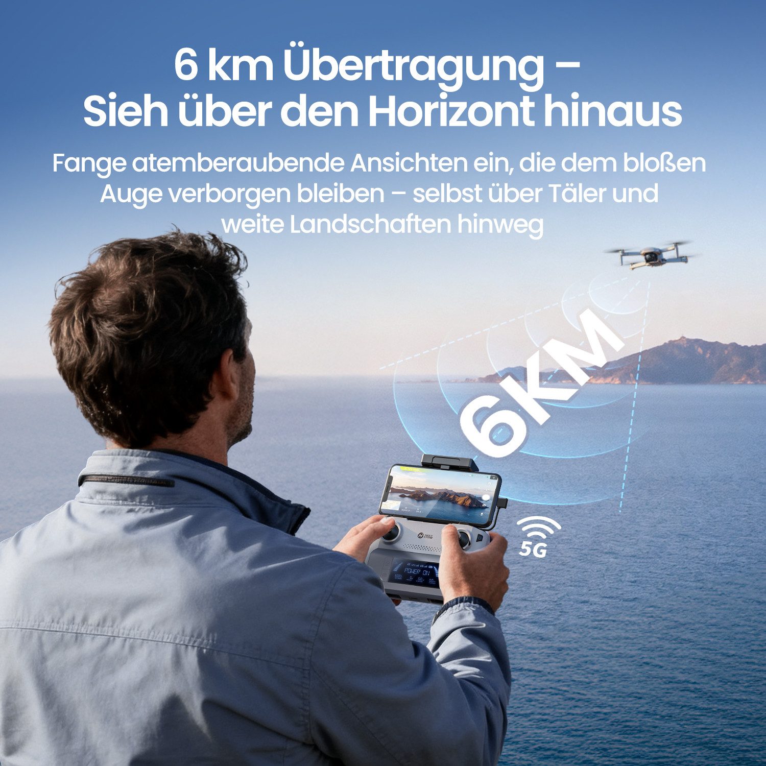 HOLY STONE mit EIS-Kamera, 6 km FPV-Übertragung, 30 Min. Flugzeit Drohne,4K GPS Drohne