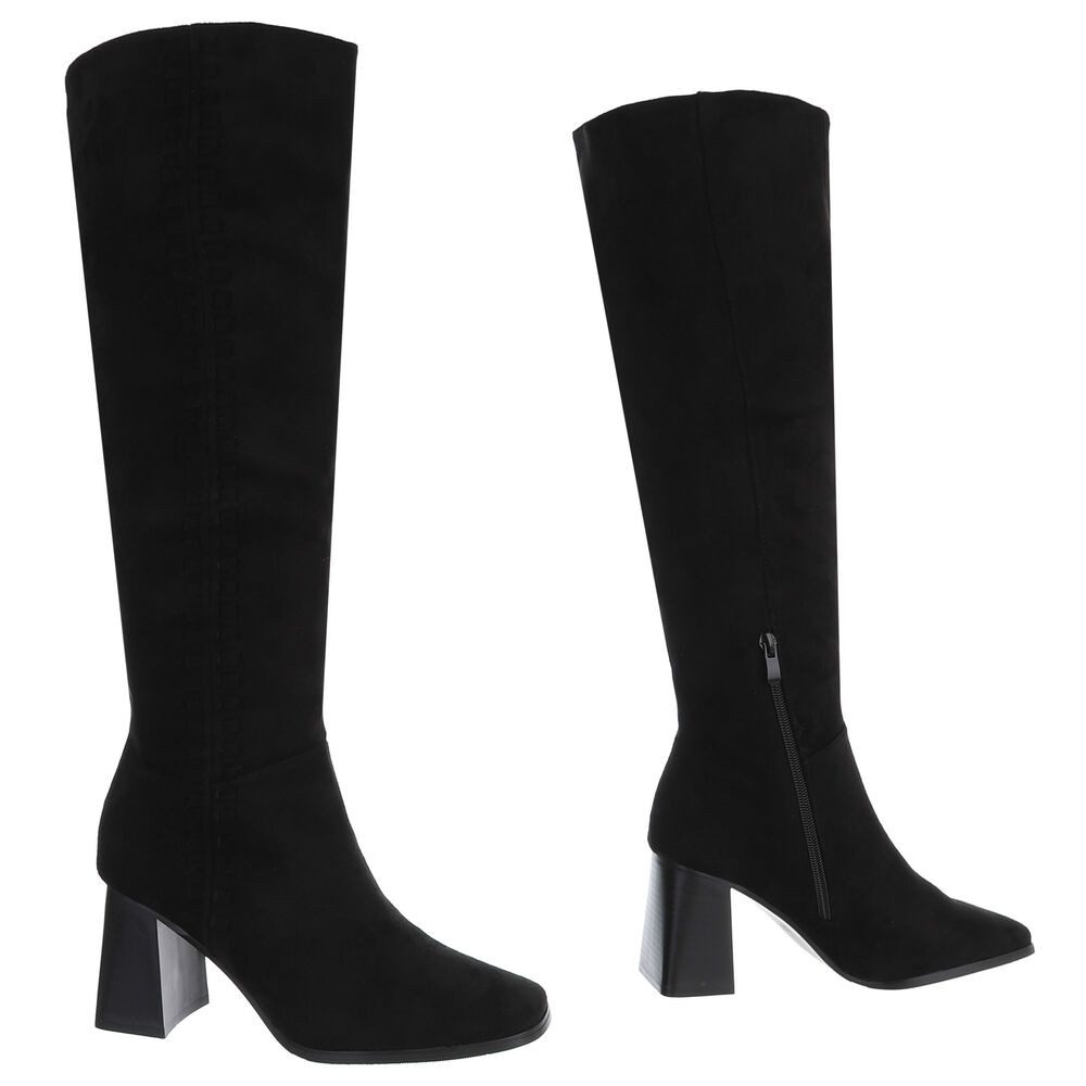 Ital-Design Elegante knöchelhohe Stiefel mit Blockabsatz für Damen High-Heel-Stiefel (90726816) Blockabsatz Stiefel in Schwarz