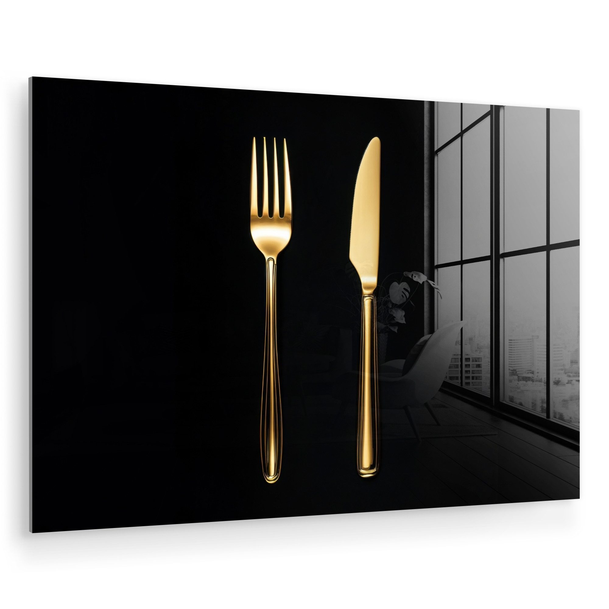 MuchoWow Acrylglasbild Besteck - Gold - günstig online kaufen
