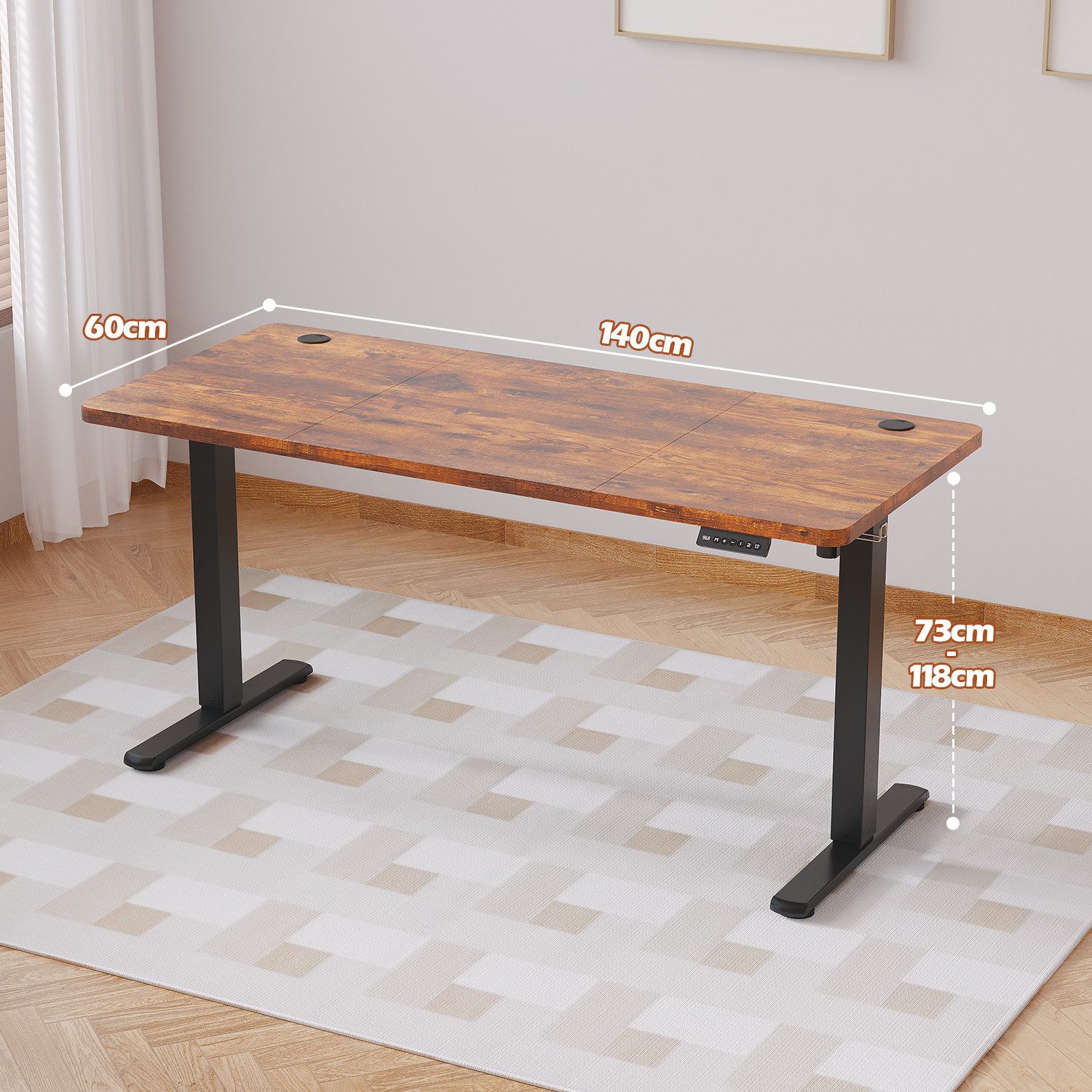 HOMALL Schreibtisch Schreibtisch Höhenverstellbarer mit Gedächtnis und Sitzerinnerung (2-lagige Hohenverstellung mit sitzender Erinnerungsfunktion und USB-Ladeanschluss)