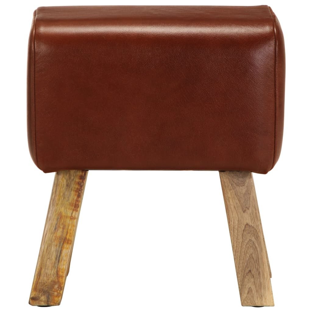 vidaXL Essbank Sitzbank Turnbock-Design 38 cm Braun Echtleder Massivholz