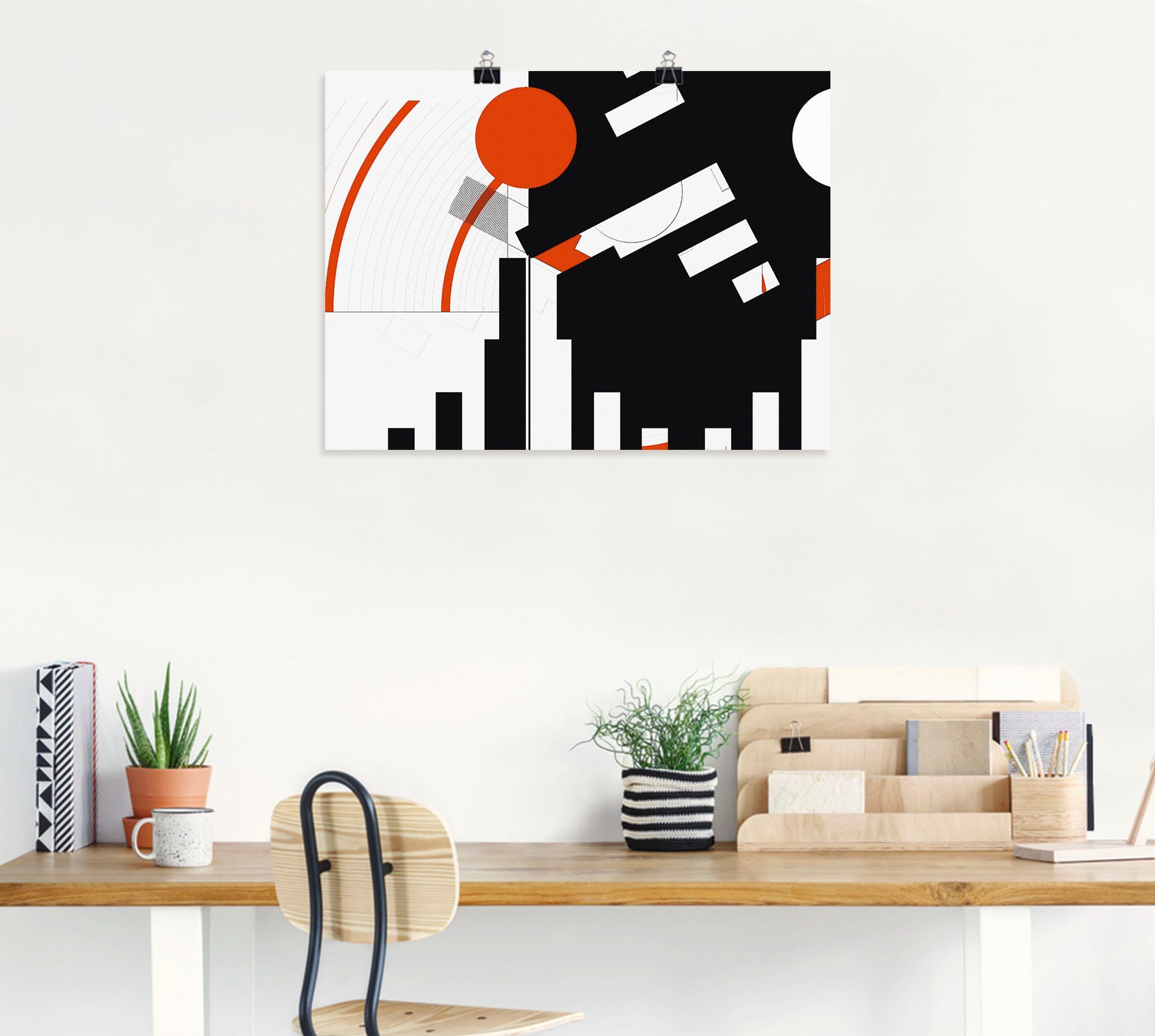 Artland Poster Schwarz weiß trifft rot Version 5, Muster (1 St), ohne Rahmen