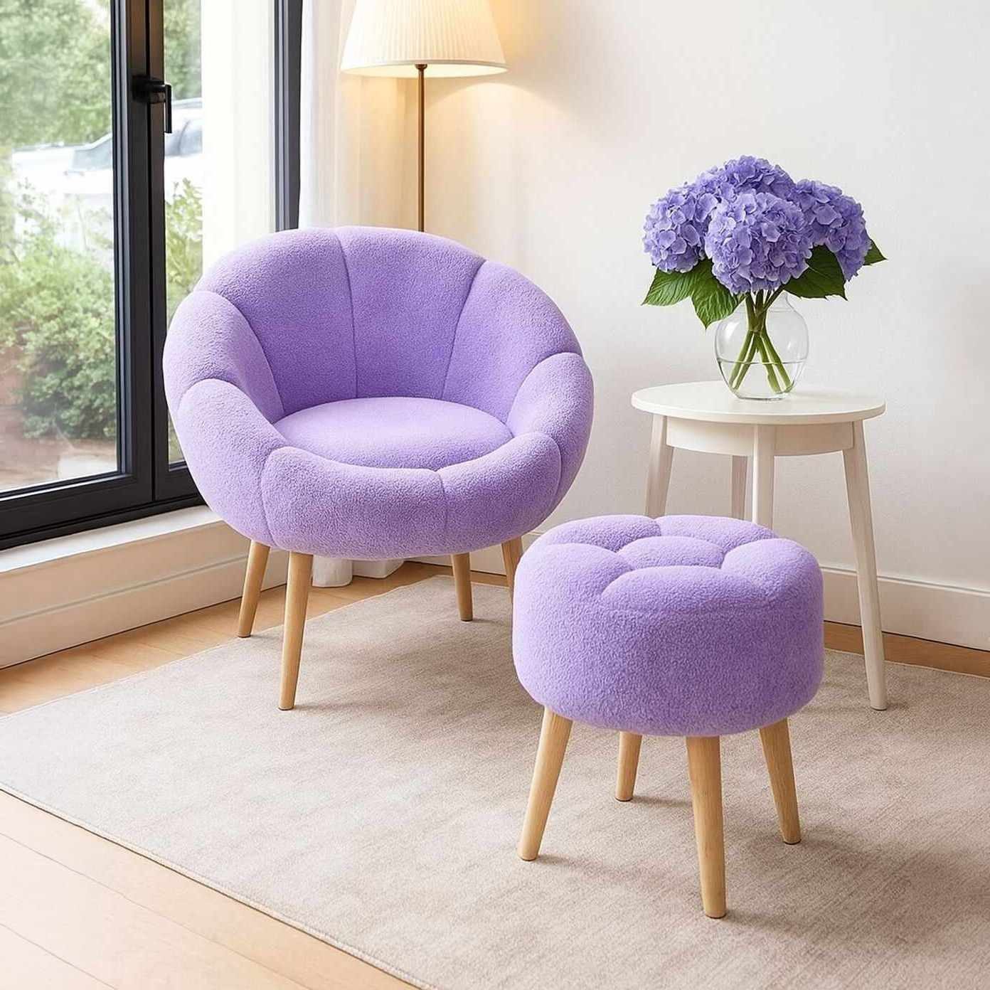 Skye Decor Pouf Bliss-Lida (Set, 2-St., 1 Stühl 1 Pouf), Mit Wellsoft-Bezug