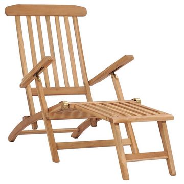 vidaXL Gartenlounge-Sessel 2er Set Liegestuhl mit Fußauflage Relaxstuhl mit Beistelltisch Teakhol