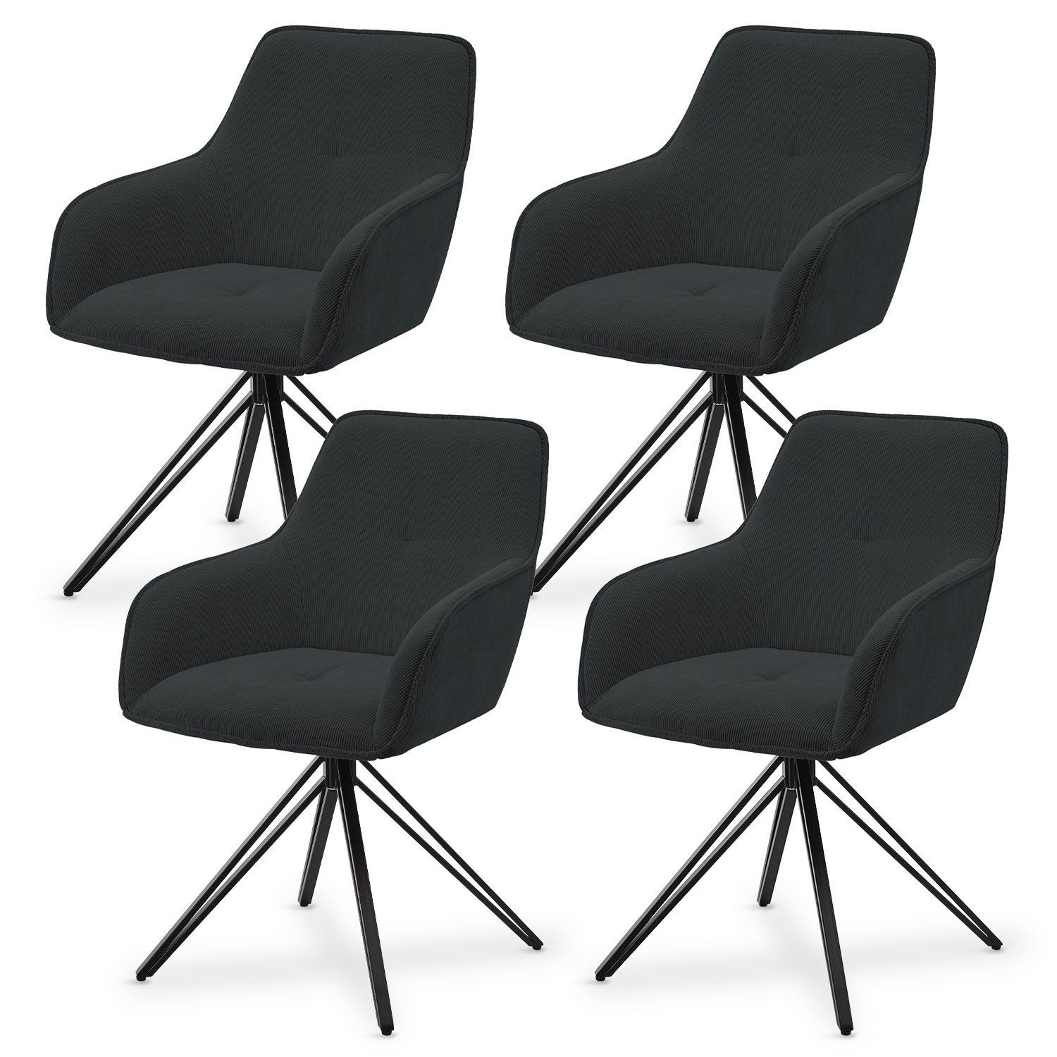 Juskys Esszimmerstuhl Clyde, 4er Set, Stoff günstig online kaufen