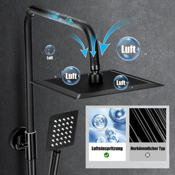 LETGOSPT Duschsystem Stangenbrause-Set Edelstahlkörper, Vier Auslauf, Brausegarnitur, 4 Strahlart(en), Duschsystem mit großer Regendusche, mit Höheverstellbarer Duschstange