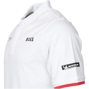 Porsche Motorsport Poloshirt Teamline (Weiß) aus Baumwolle, mit Schriftzug auf dem Rücken