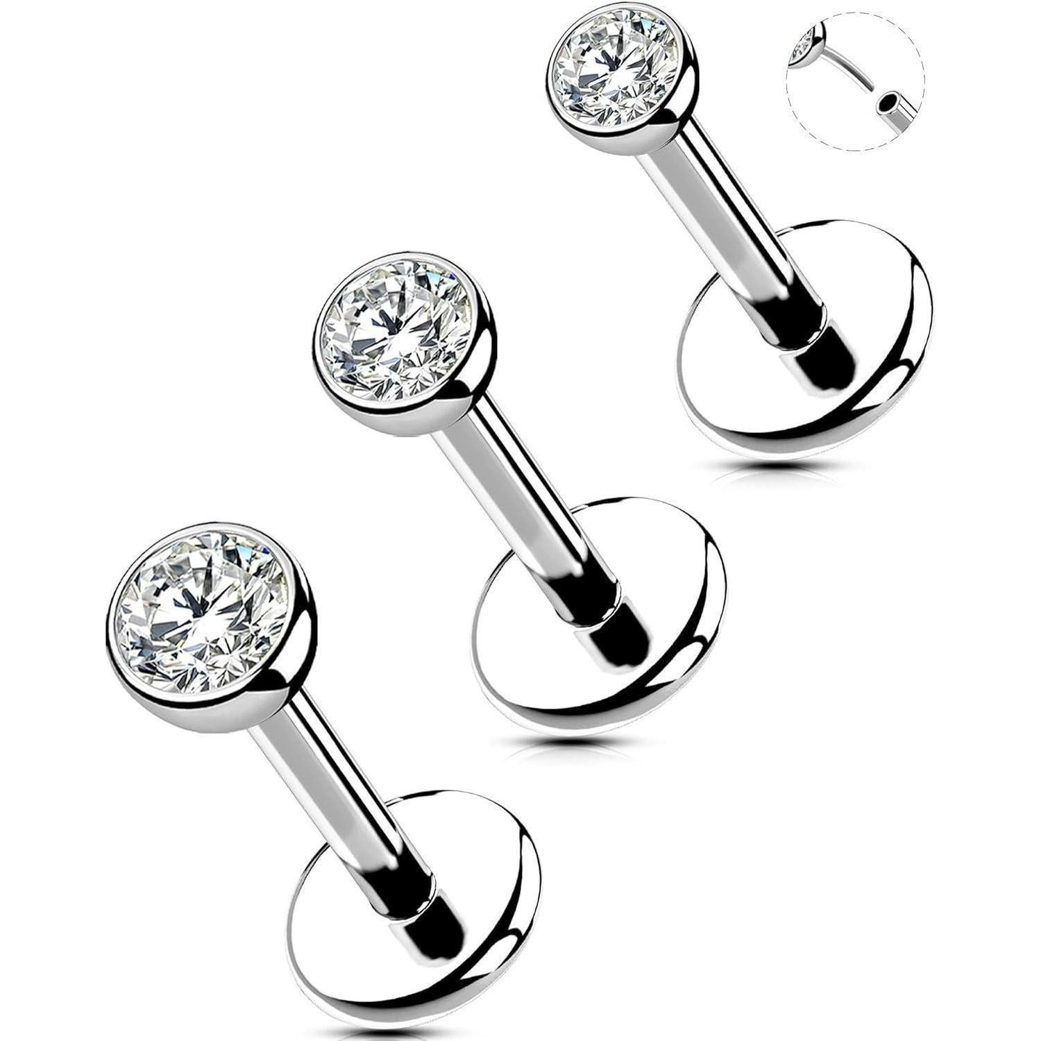 LuxusKollektion Nasenpiercing-Set 3PCS 20/18G Nasenpiercing Stecker Chirurgenstahl 316L 6/8/10mm CZ
