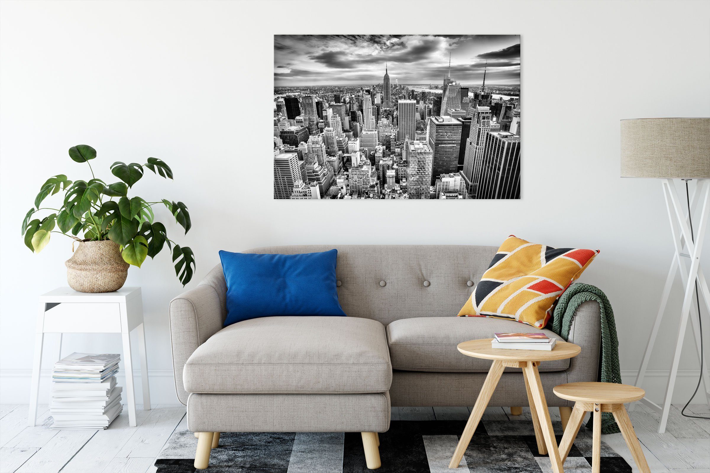 Pixxprint Leinwandbild Skyline von New (1 Zackenaufhänger New York York, Skyline St), fertig inkl. von bespannt, Leinwandbild