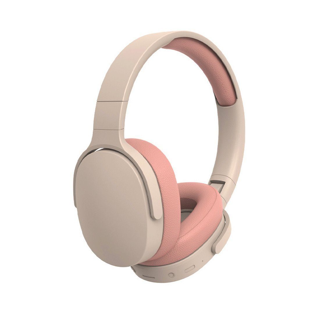 Over On-Ear-Kopfhörer Kopfh?rer 65 Stunden AUKUU Bluetooth Spielzeit Headset, (Bluetooth-Kopfh?rer) orange-rosa