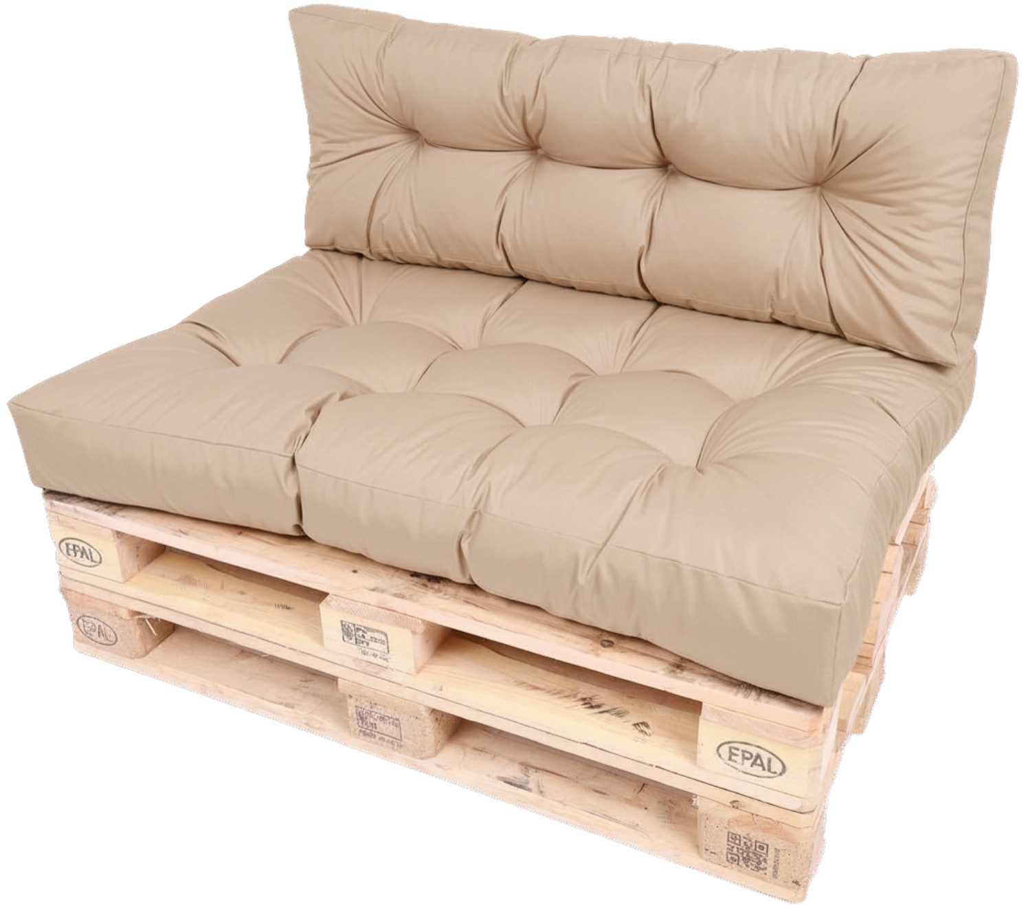 TexDeko Palettenkissen TexDeko Garden 2-TLG Palettenkissen-Set wasserabweisend gesteppt, 1x Palettenkissen (Sitzkissen) + 1x Rückenkissen, Premium Qualität