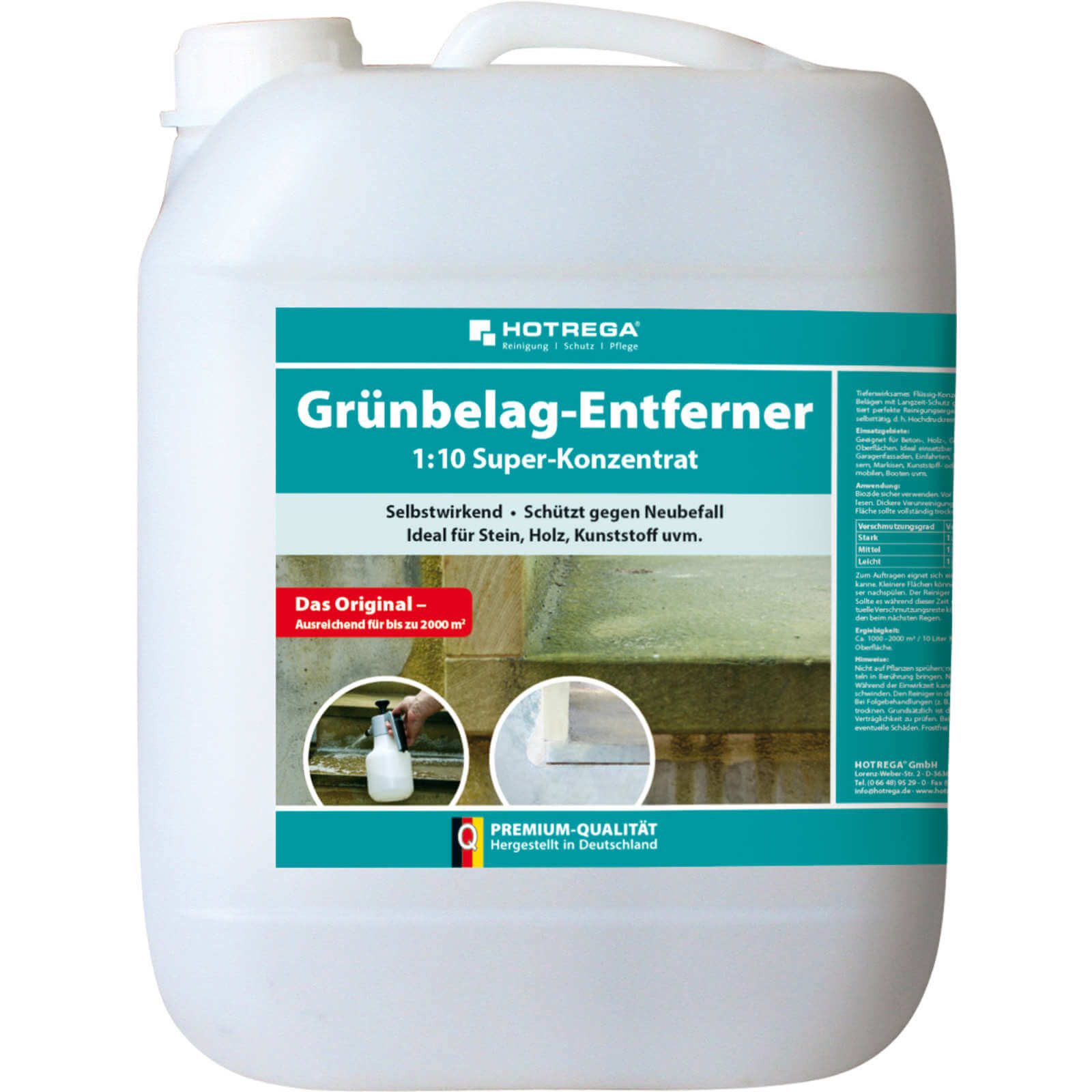 HOTREGA® Grünbelagentferner Algenentferner Stein Holz Textil Ultra Konzentrat Grünbelagentferner