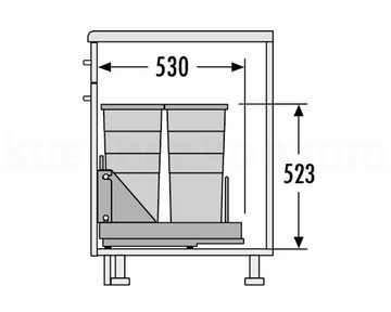 Hailo Einbaumülleimer Abfallsammler Bottom Mount 400 29/D/29/D, Hailo Abfallsammler 3616401 TB Slide Bottom-Mount 2x 29 Liter