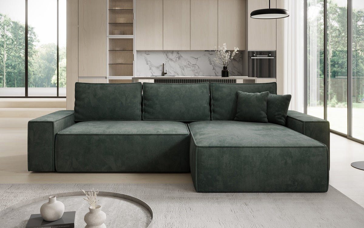 Luxusbetten24 Schlafsofa Designer Sofa Lunaro in Cord, mit Stauraum und Schlaffunktion