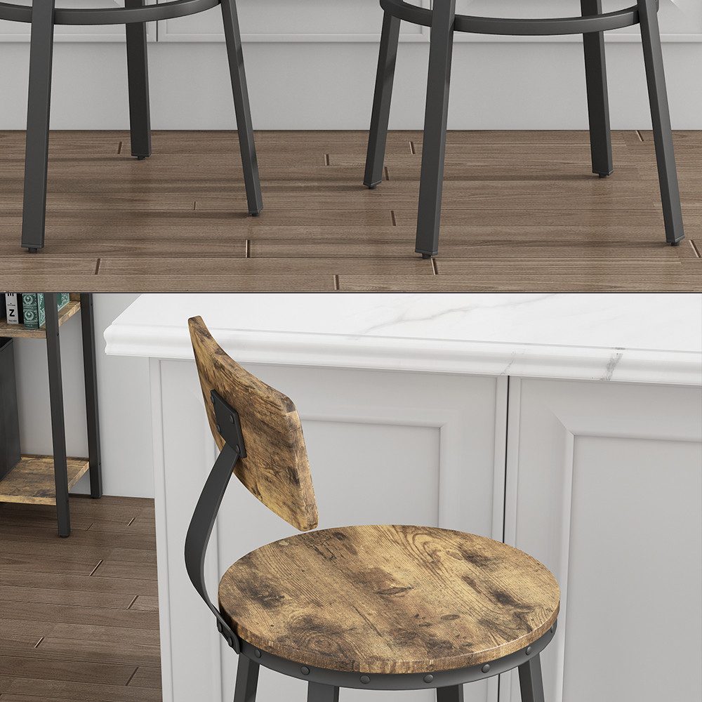 Vicco Barhocker Caracas, Eiche rustikal/Schwarz, 34 x 102 cm 2er Set