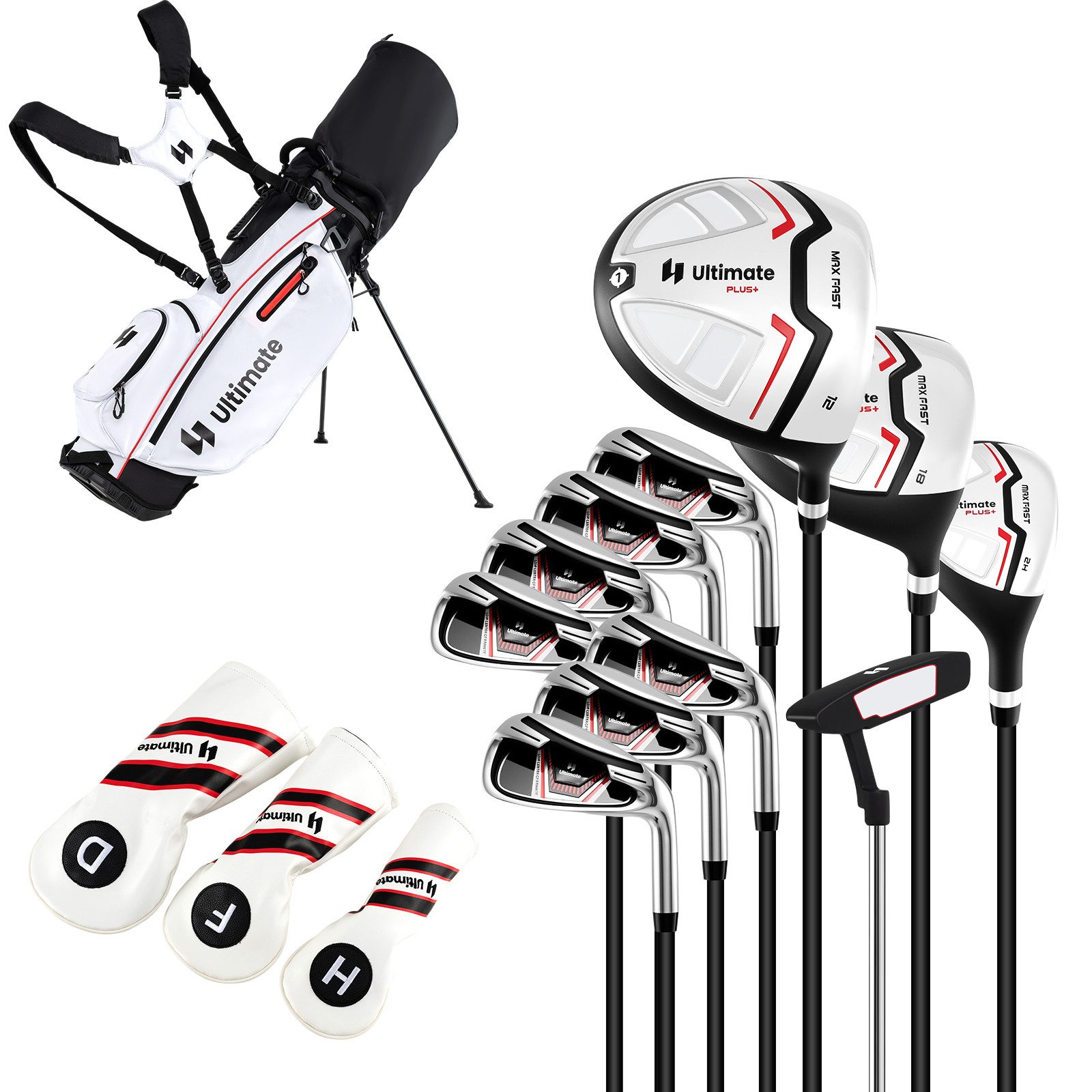 COSTWAY Golfschläger + Golfbag, Leichte 15 teilige Damen Golfschlägersätze rechtshändig