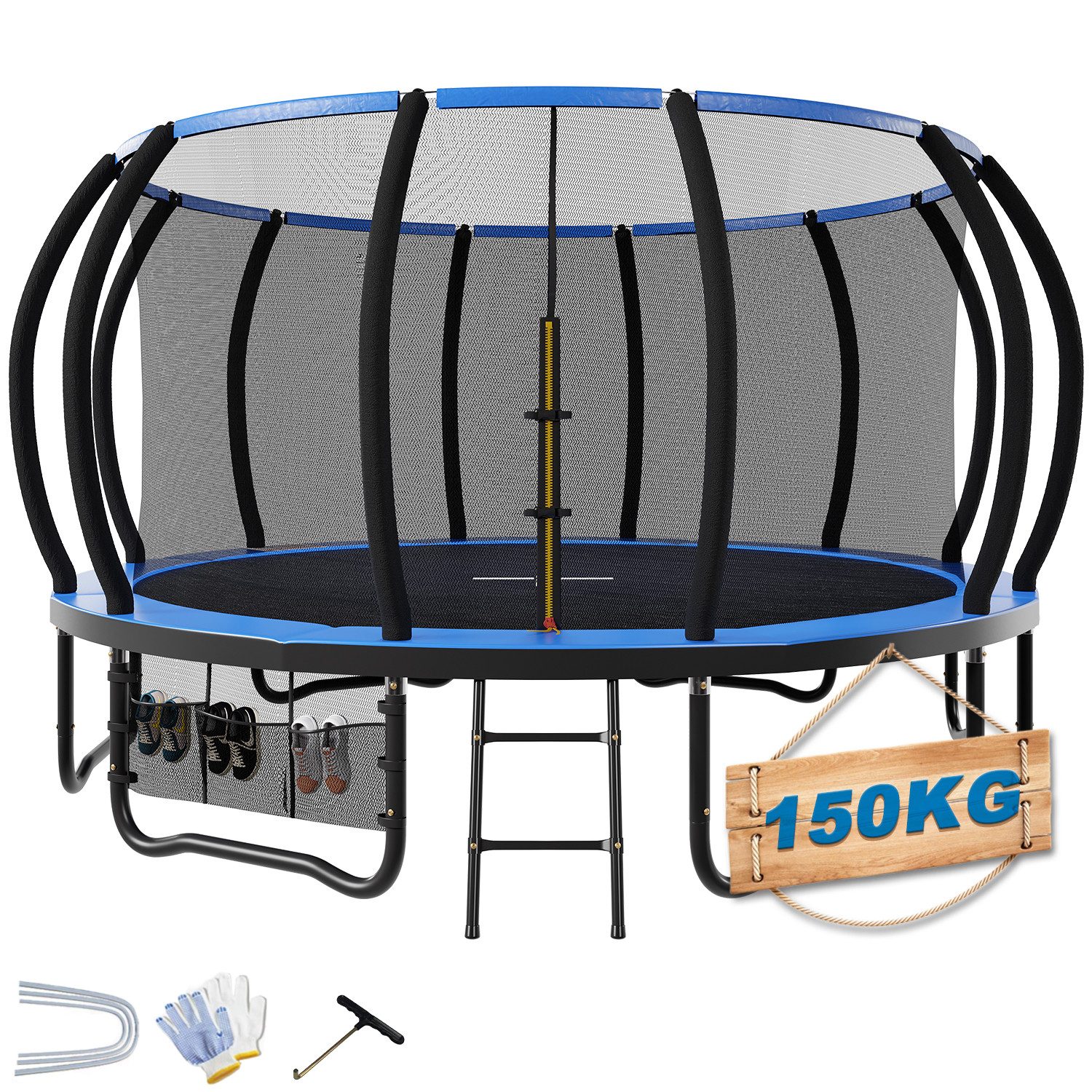 HOMALL Gartentrampolin Kindertrampolin Ø305/366, Gewicht 150kg, Ø 427 cm, (228 cm, Ø 228/305/366/427 cm, mit Sicherheitsnetz und Leiter, 360° Schutzgitter)