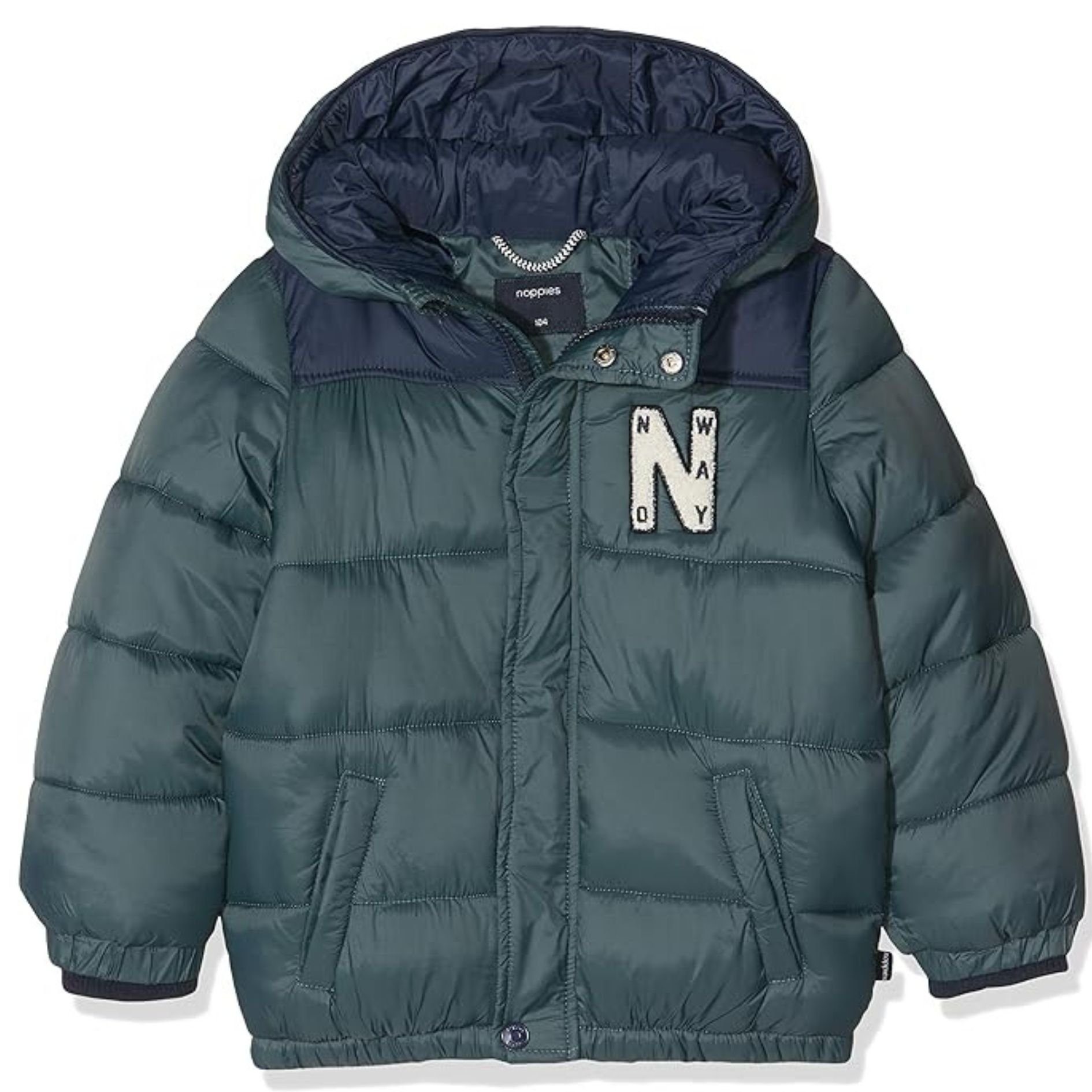 Noppies Winterjacke Baby - Kinder Winterjacke Baywood Silver Pine, grün (1-St) Eine wasserabweisende Jacke mit Kapuze für Jungen.