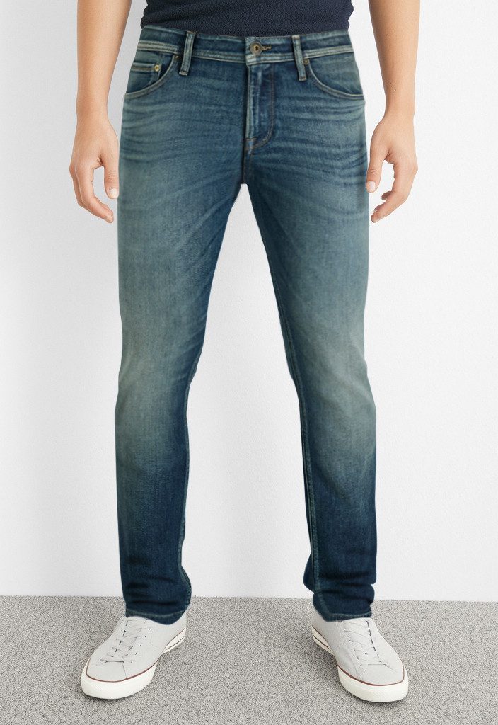 Jack & Jones Regular-fit-Jeans JJICLARK mit Used-Look und Stretch für den Alltag mit Abriebeffekten