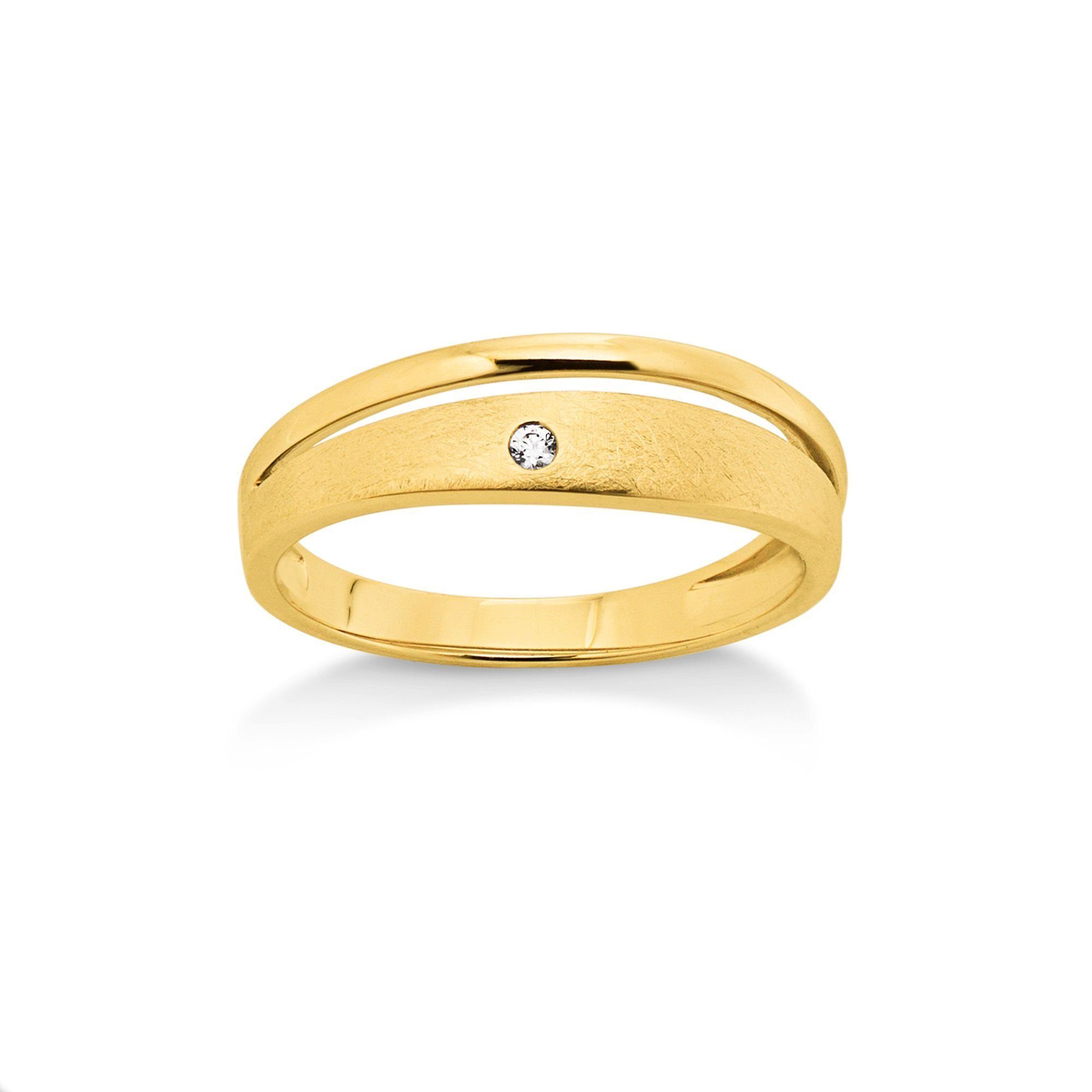 585/- Brillant, Gelbgold Gelbgold Eleganter Fingerring aus Damenring Orolino 585/-