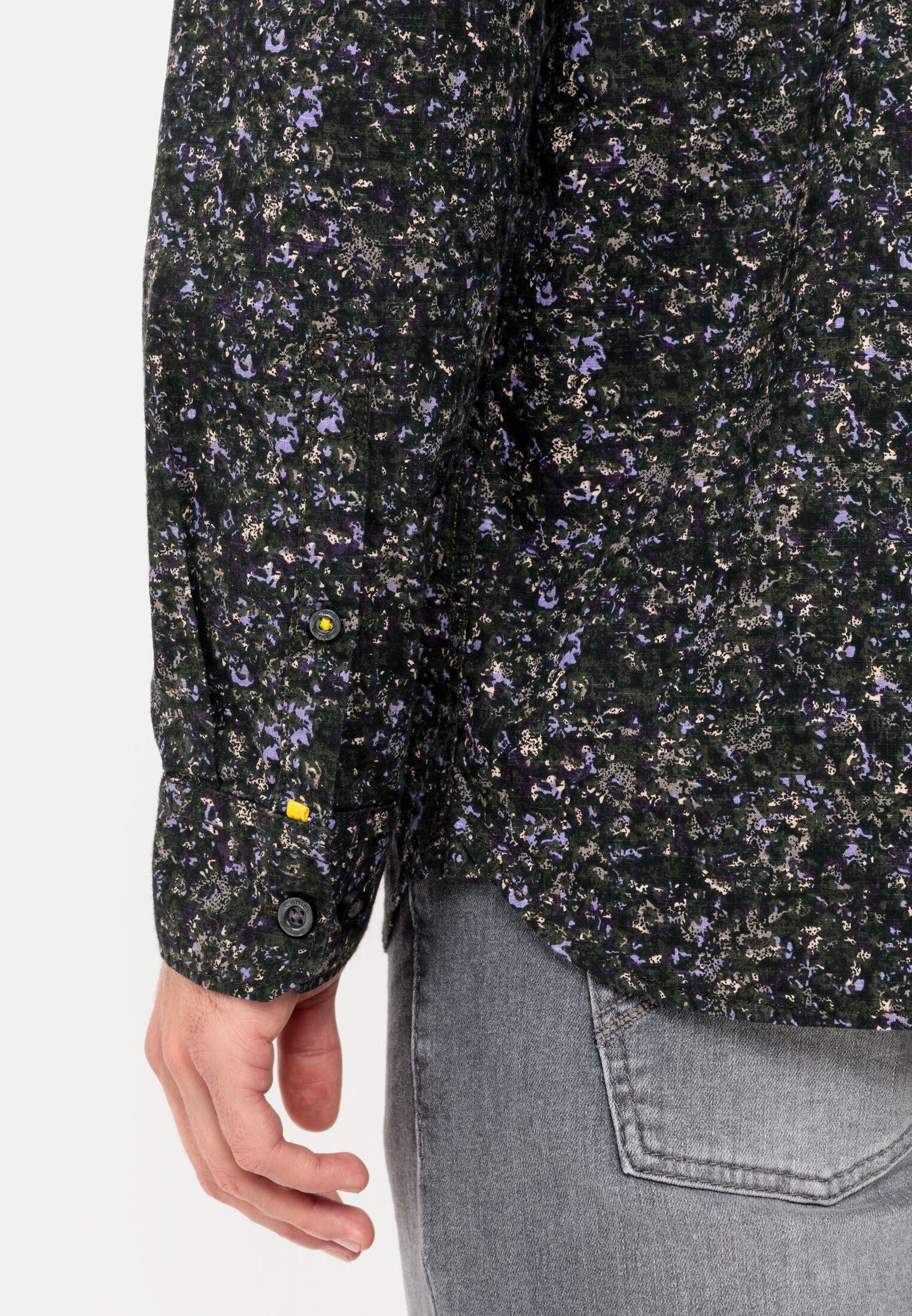 camel active Langarmhemd mit Allover-Print Langarm Button-Down Button-Down