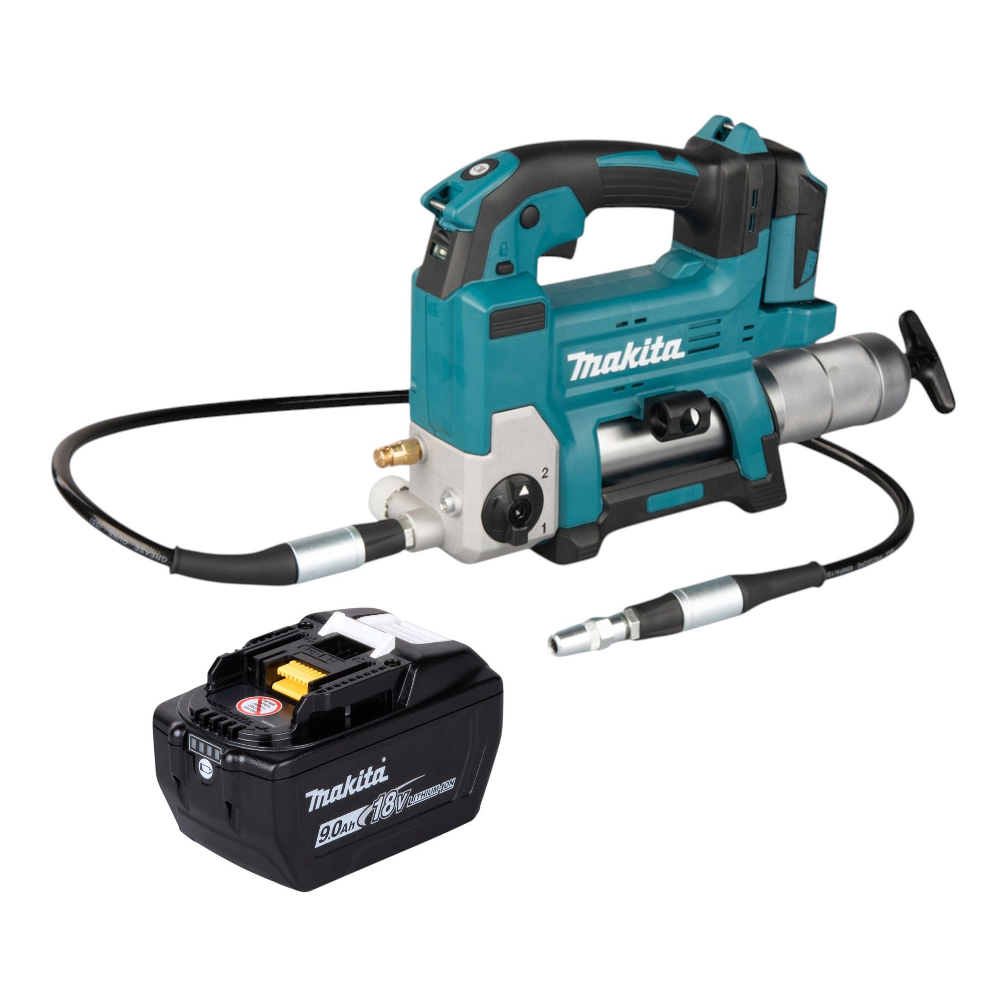 Makita Werkstattpresse DGP 180 Z Akku Fettpresse 18 V 690 bar + 1x Akku 9,0 Ah