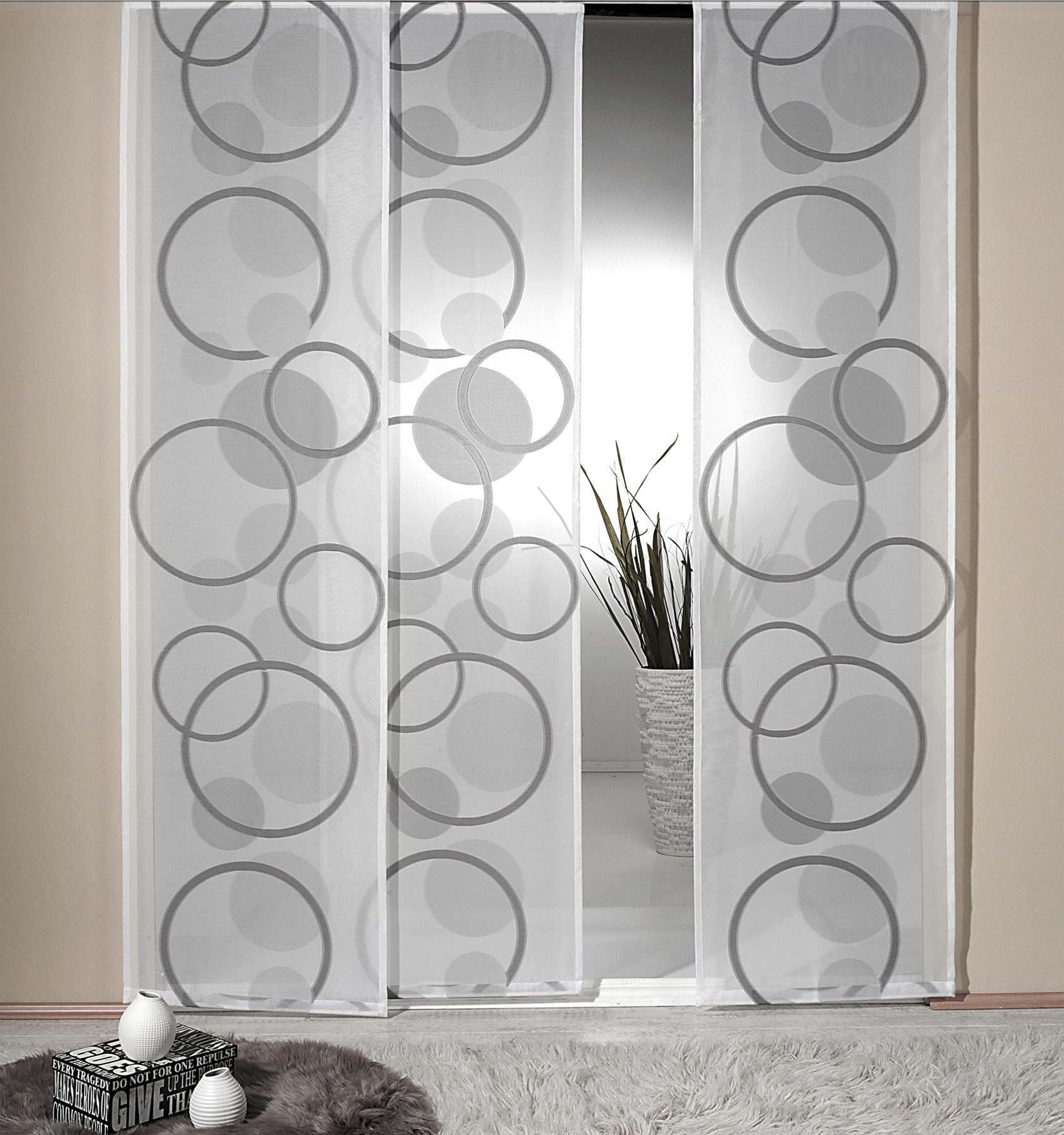 heimtexland Schiebegardine Flächenvorhang Modern Living weiß grau Gardine ( günstig online kaufen