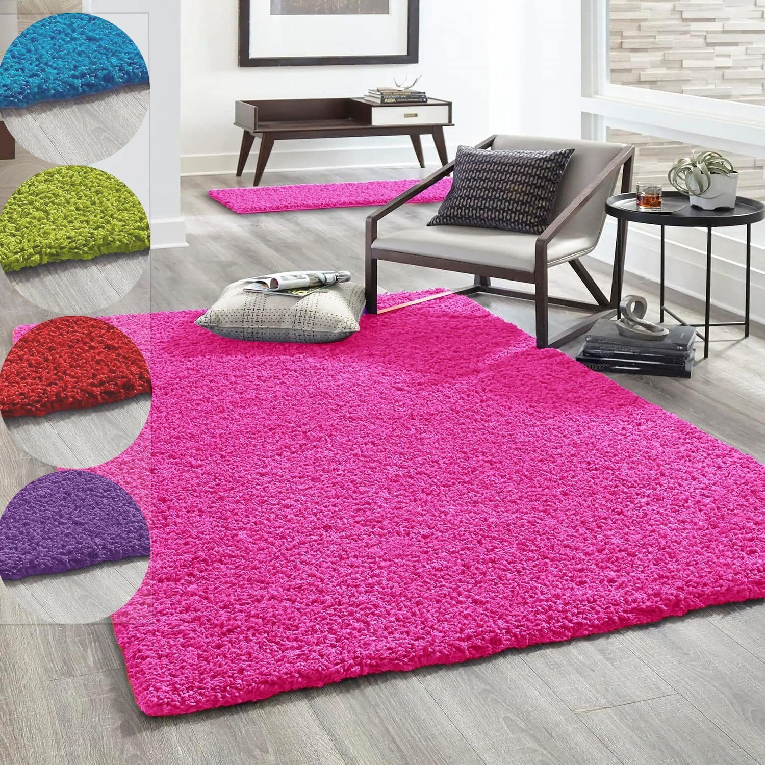 Vimoda Hochflor-Teppich Shaggy Langflor Wohnzimmer Schlafzimmer Modern, Run günstig online kaufen